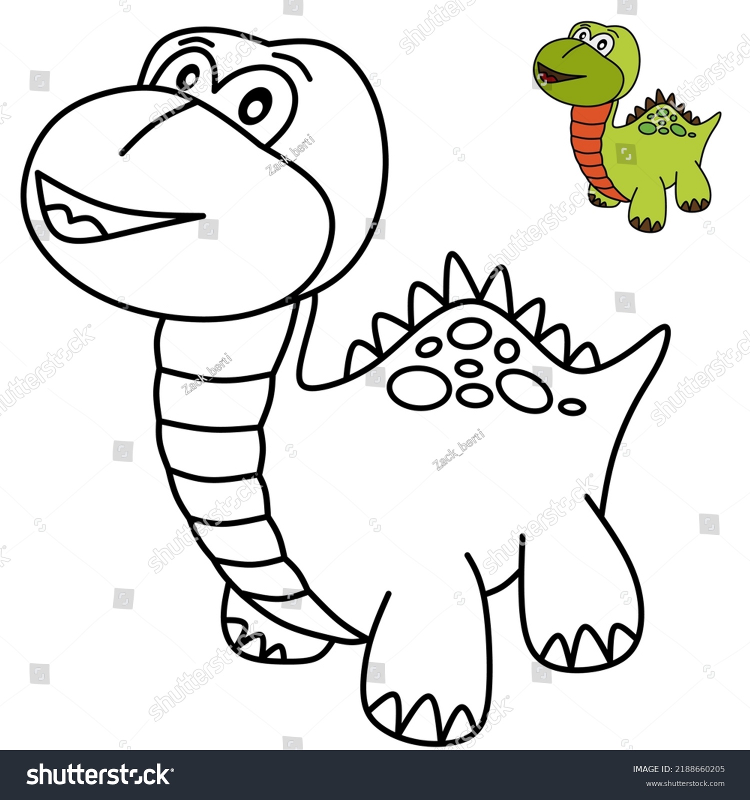 Cute Dino Coloring Pages Stock Vector Royalty Free 2188660205 Shutterstock 3563