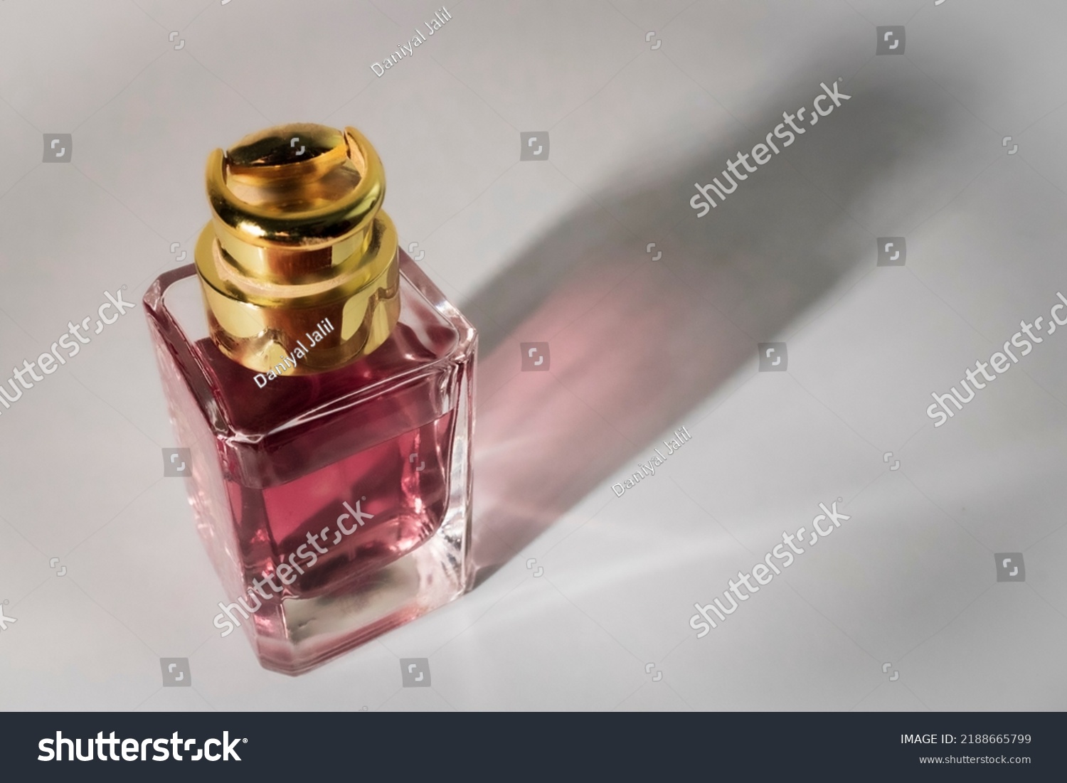 Transparent Perfume Bottle Reflection On Surface Stock Photo 2188665799 ...