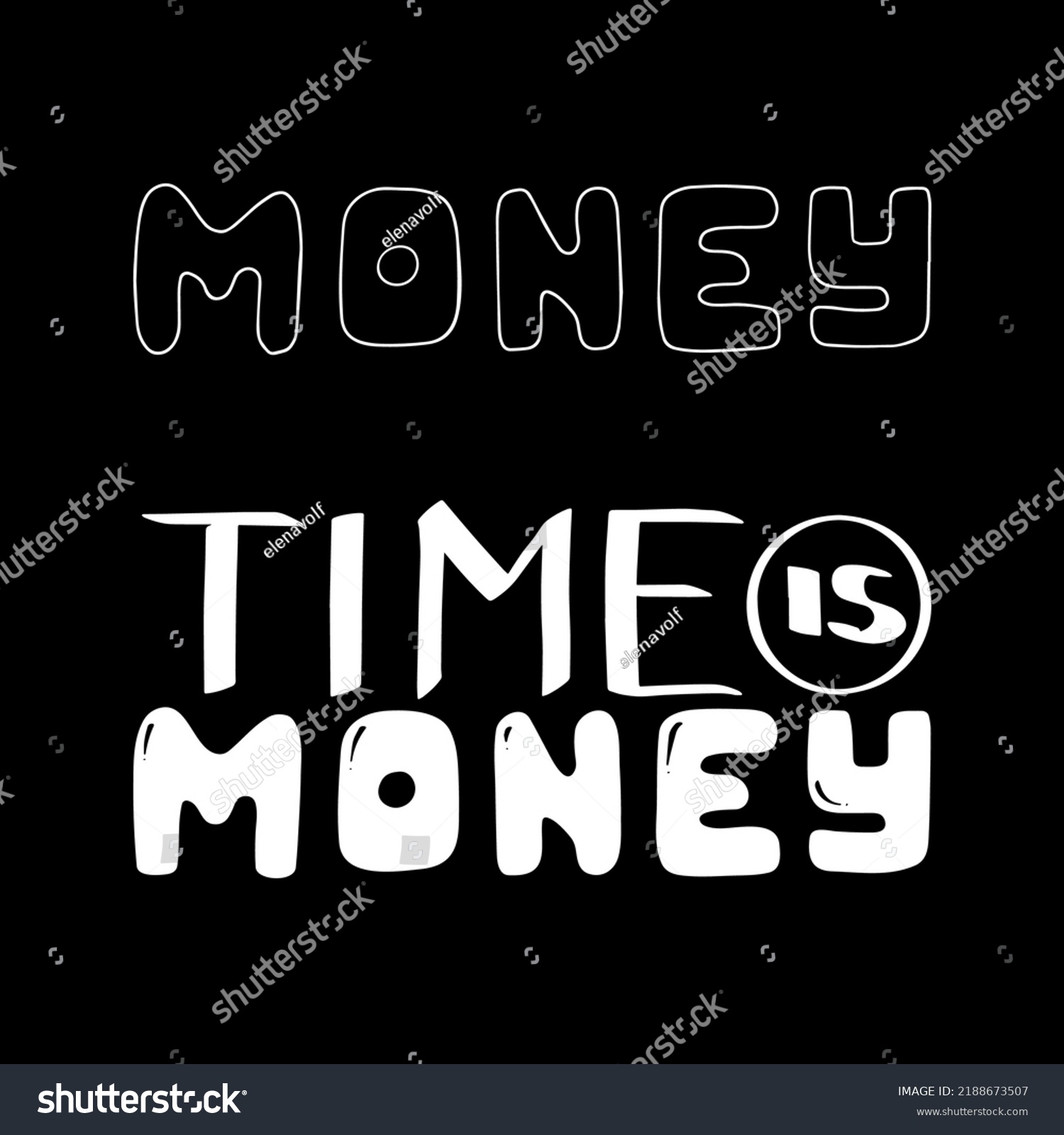 Time Money Concept Lettering Hand Drawing Stock Vector (Royalty Free ...