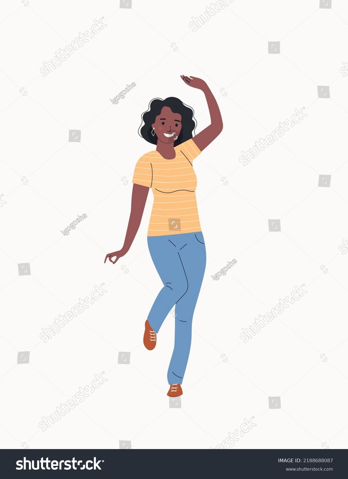 Young Woman Dark Skin Dance Music Stock Vector (royalty Free 