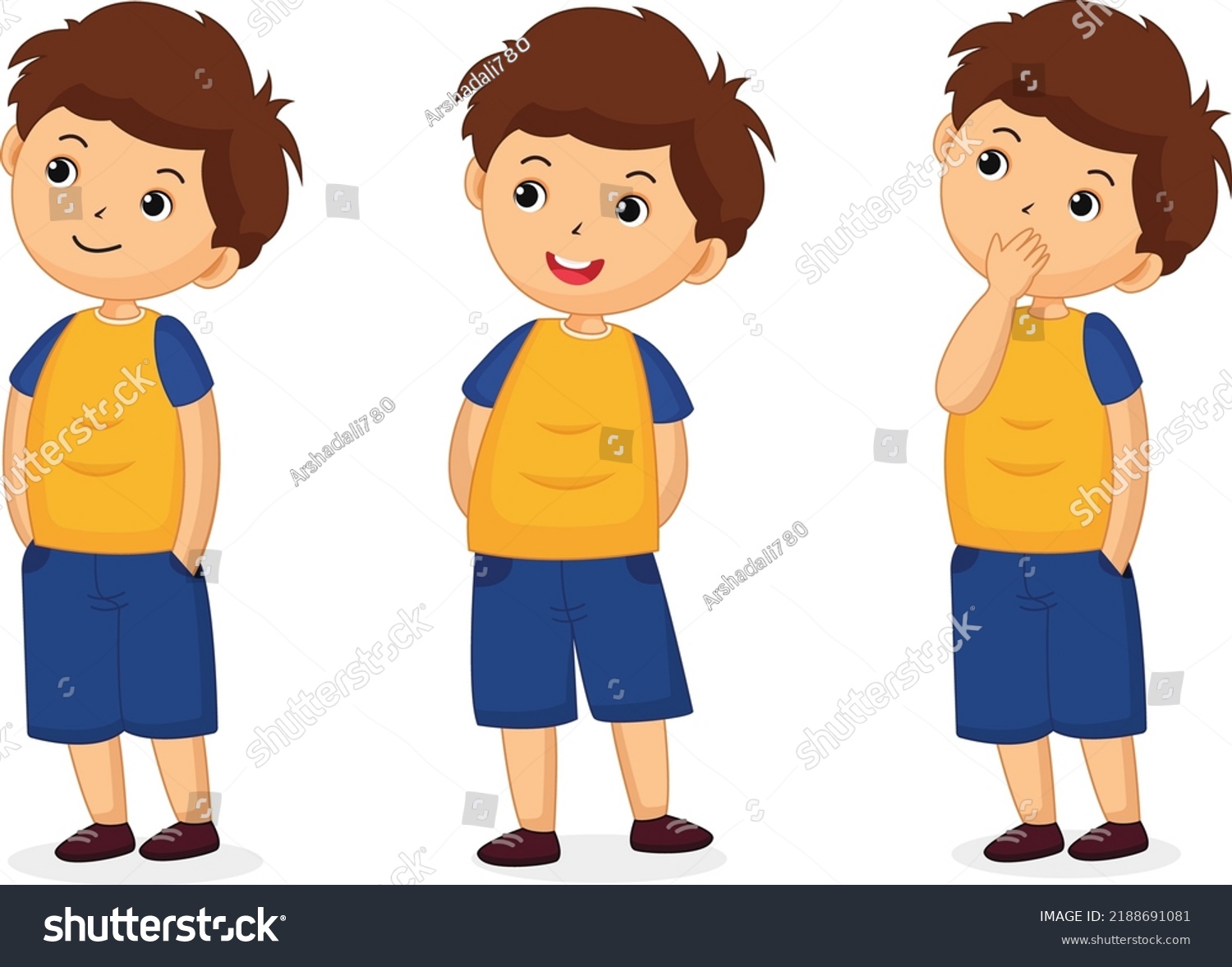 Boy Three Different Poses Stock Vector (Royalty Free) 2188691081 ...