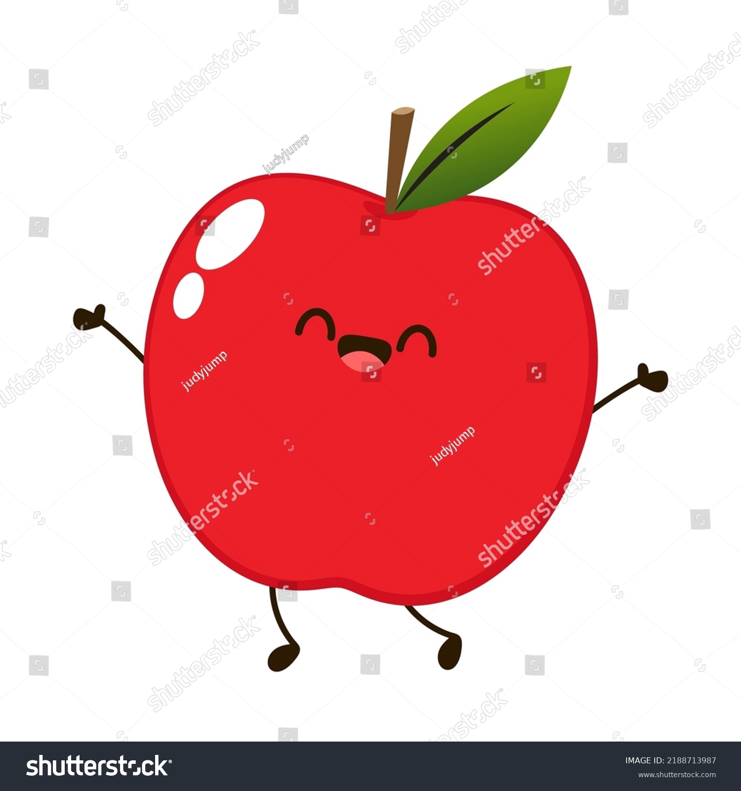 Apple Cartoon Happy Apple Fruit Cute Stock Vector (Royalty Free ...