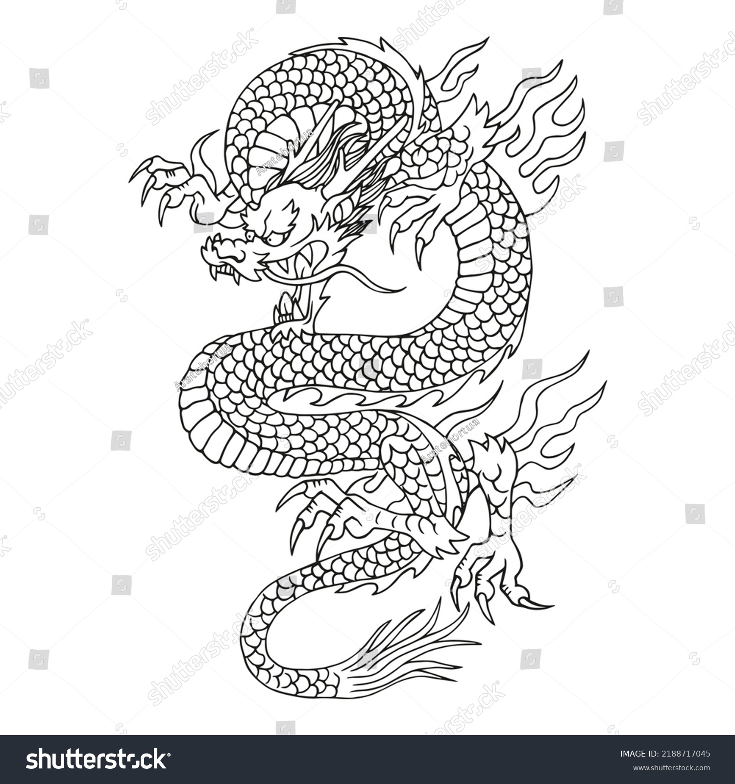 Isolated Draw Chinesse Dragon Zodiac Vector Stock Vector (Royalty Free ...