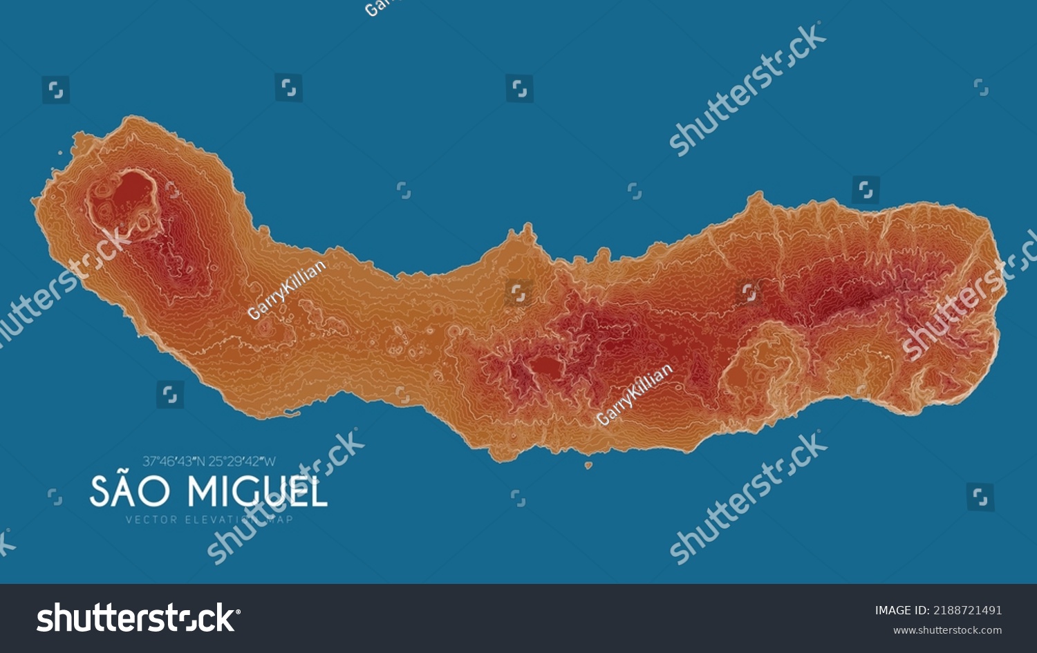 Topographic Map Sao Miguel Azores Islands Stock Vector Royalty Free Shutterstock