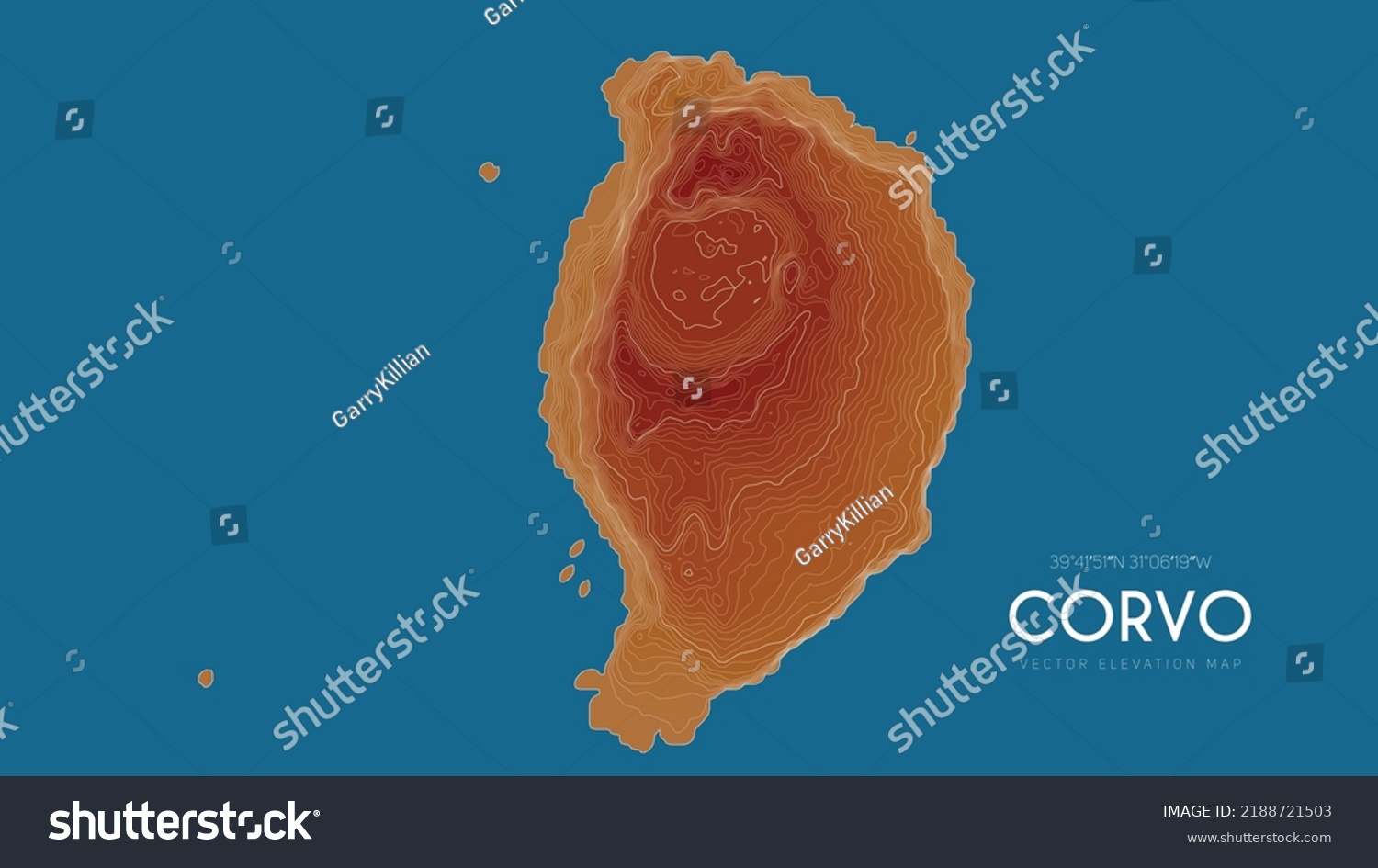 Topographic Map Corvo Azores Islands Portugal Stock Vector Royalty Free Shutterstock