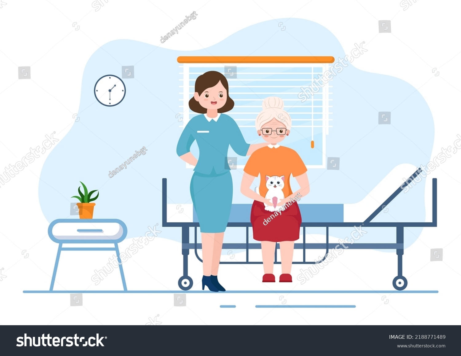 Elderly Care Services Hand Drawn Cartoon Stock Vector (Royalty Free ...