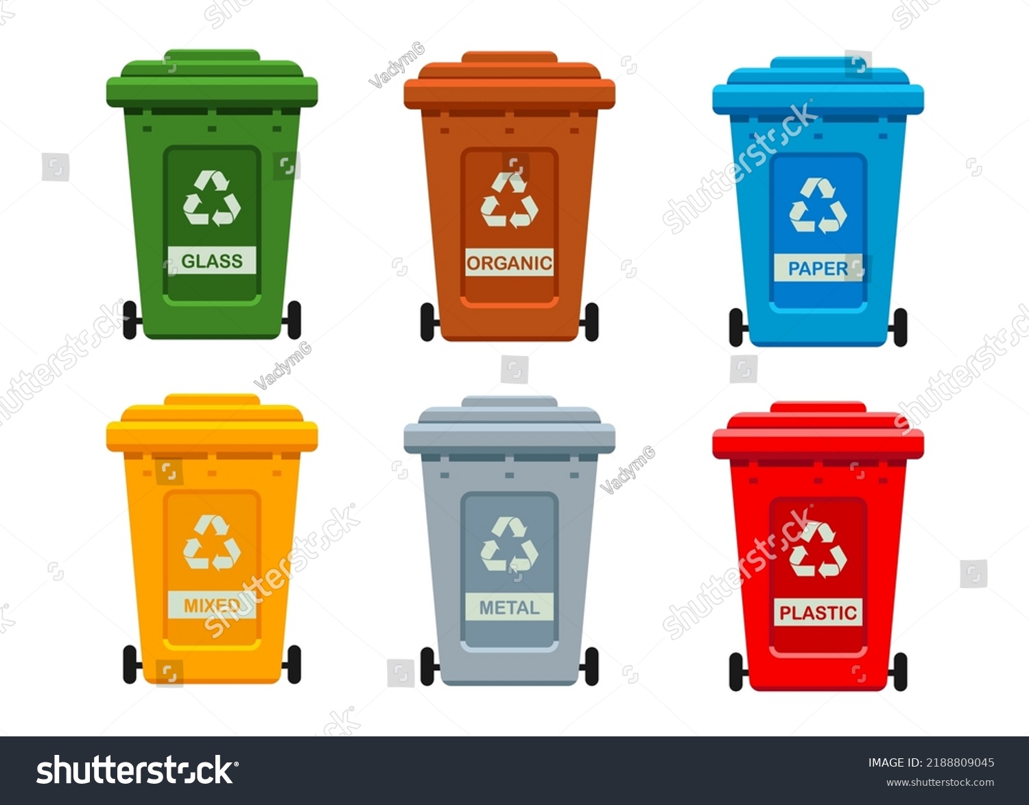 Containers Recycle Bins Plastic Glass Paper Stock Vector (Royalty Free ...