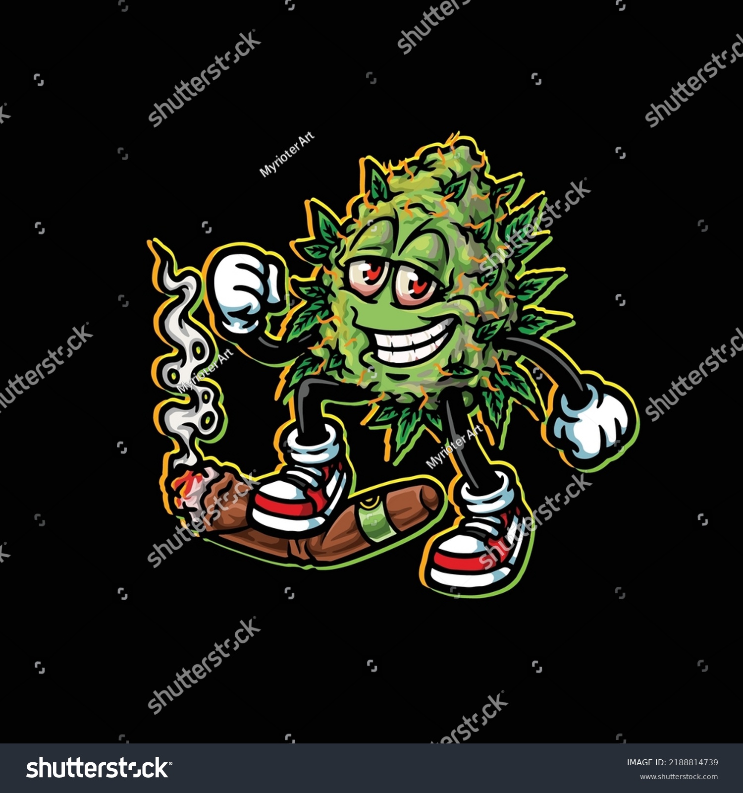 Nug Character Step On Cigar Weed Stock Vector (Royalty Free) 2188814739 ...