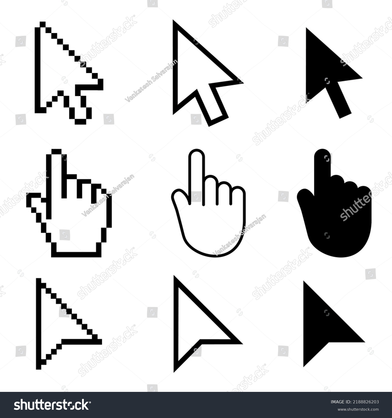 Set Mouse Cursor On White Background Stock Vector (Royalty Free