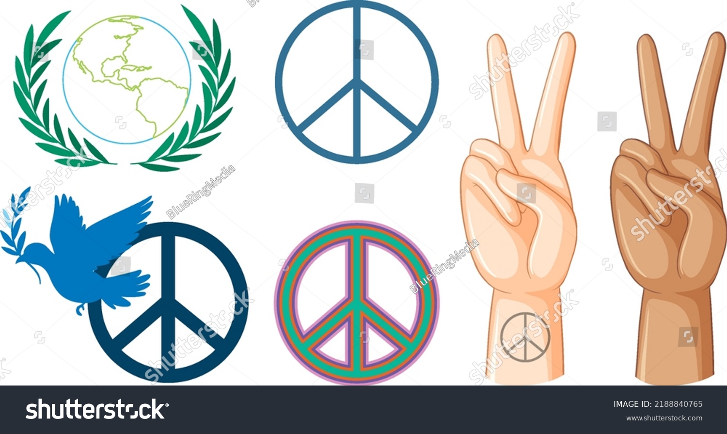 Set Different Peace Symbols Illustration Stock Vector (Royalty Free ...