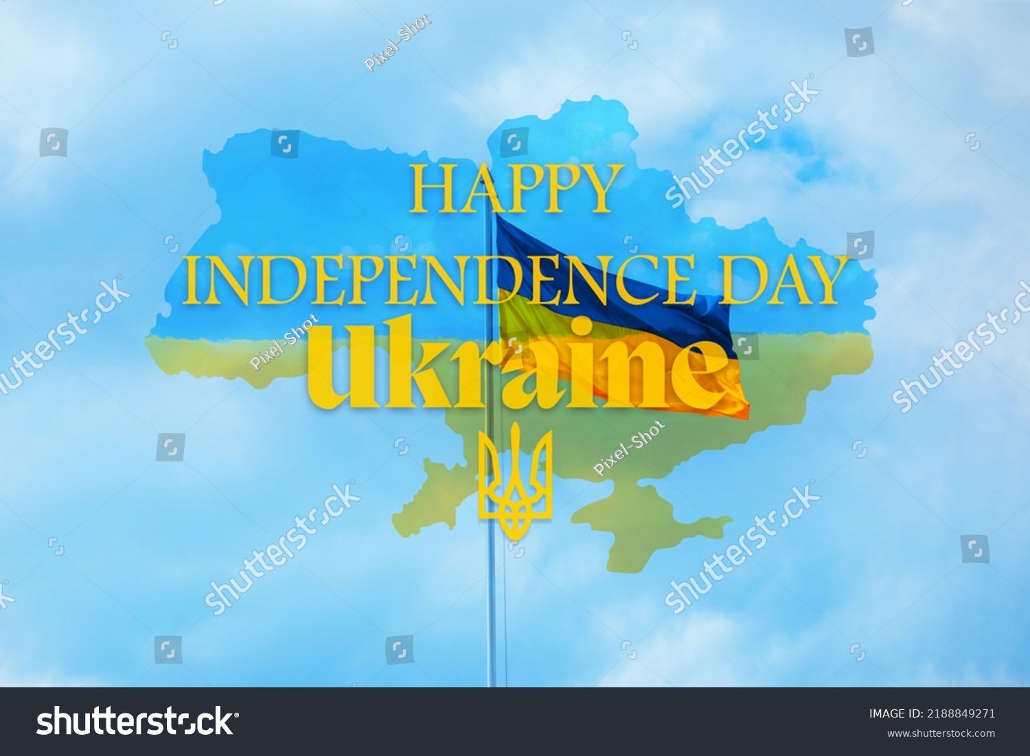 Poster Ukrainian Independence Day Flag Map Stock Photo 2188849271