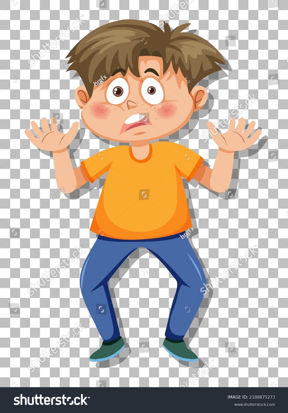 Worried Boy Cartton Character On Grid Stock Vector (Royalty Free ...