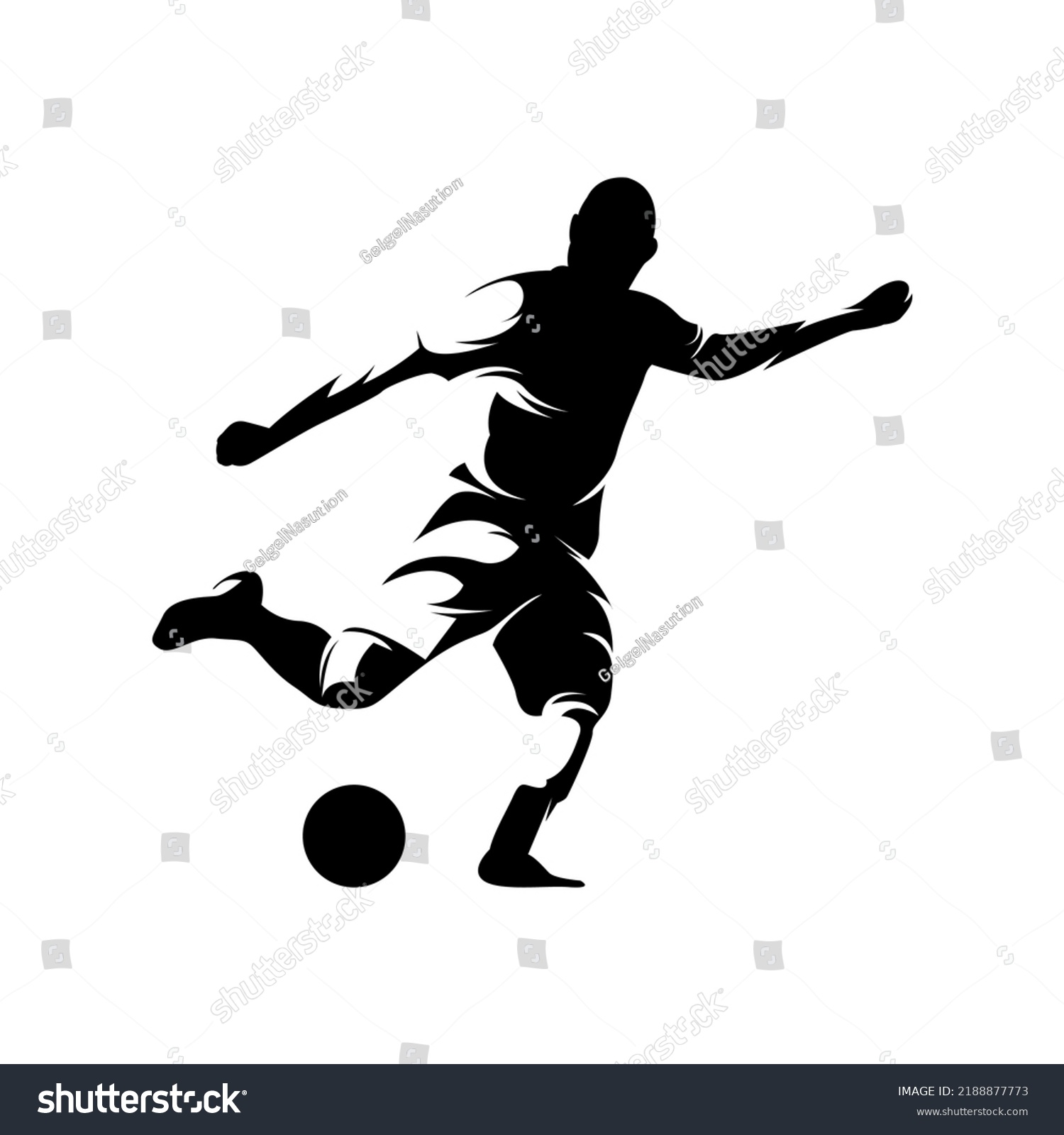 Vector Silhouette Soccer Player Kicking Ball Stock Vector (Royalty Free ...