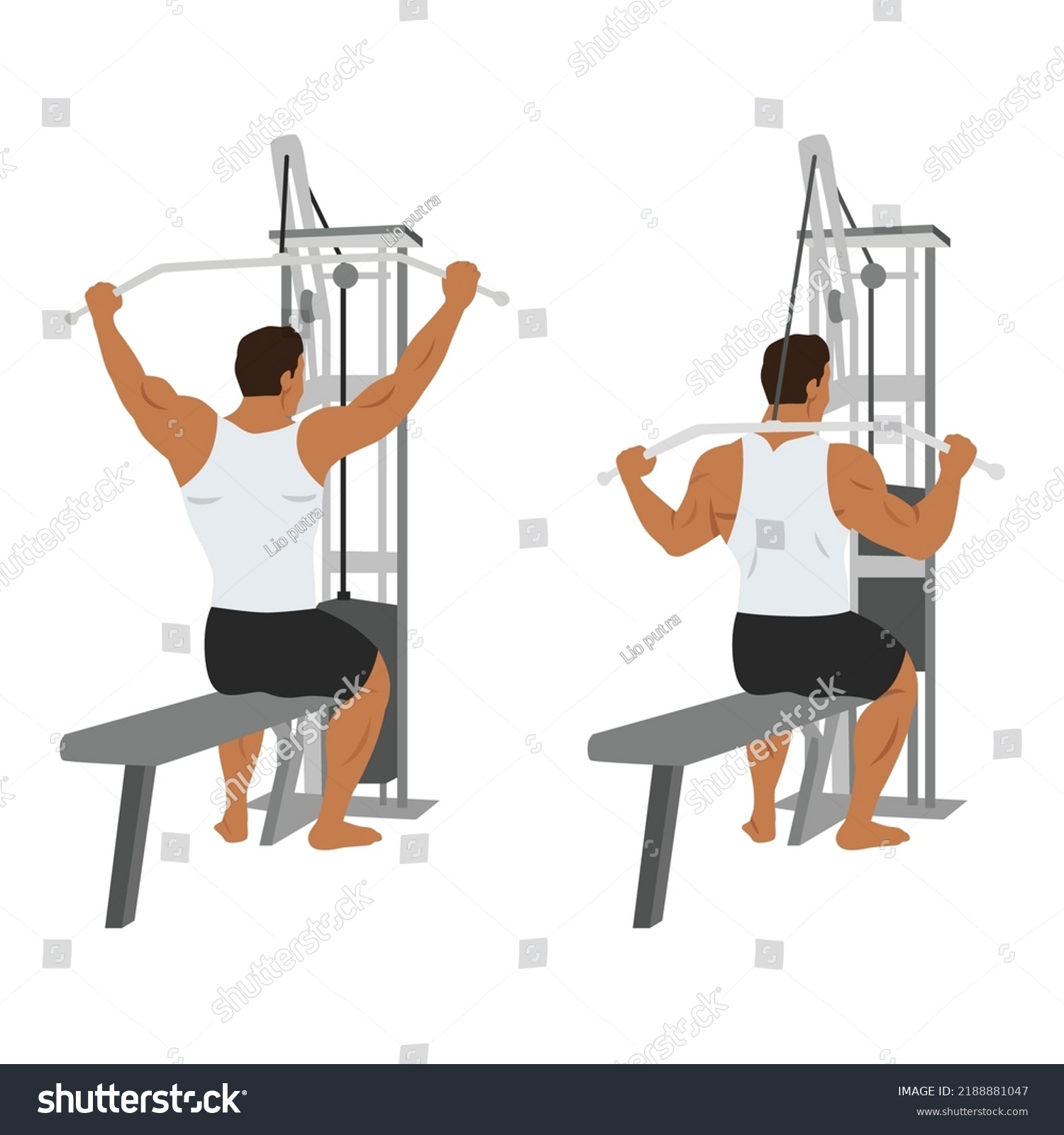 Man Doing Behind Neck Lat Pulldown Stock Vector (Royalty Free ...