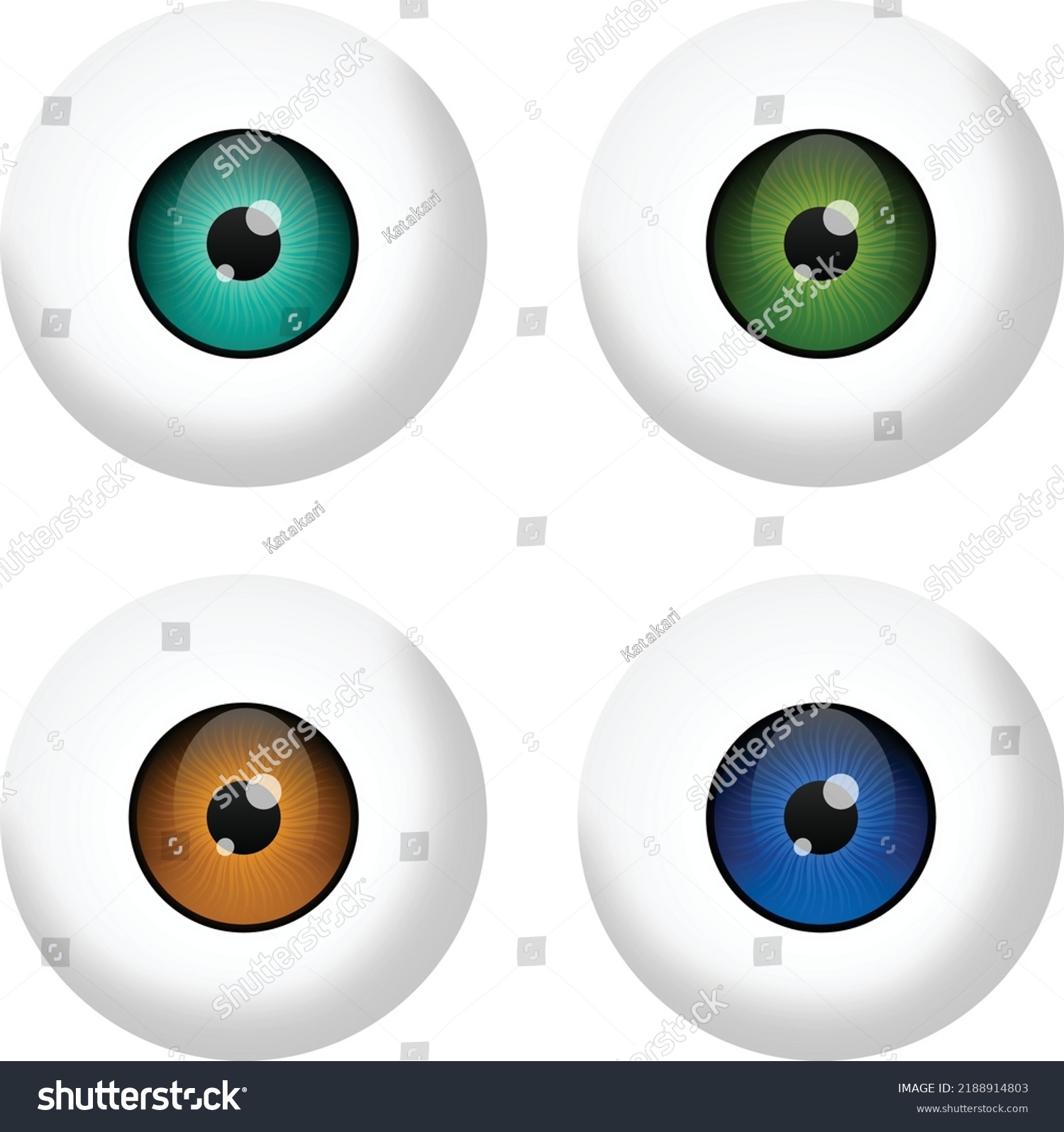 Realistic Eyeballs Set Different Colored Eyes Stock Vector (Royalty ...