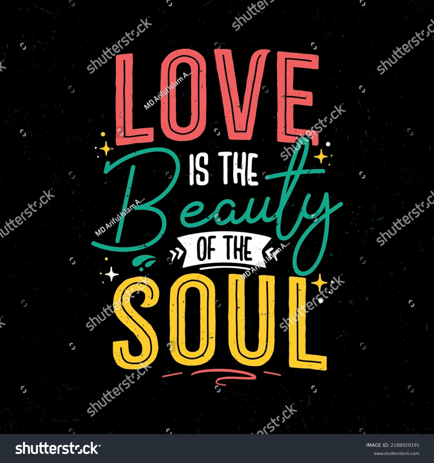 Love Beauty Soul Hand Lettering Motivational Stock Vector (Royalty Free ...