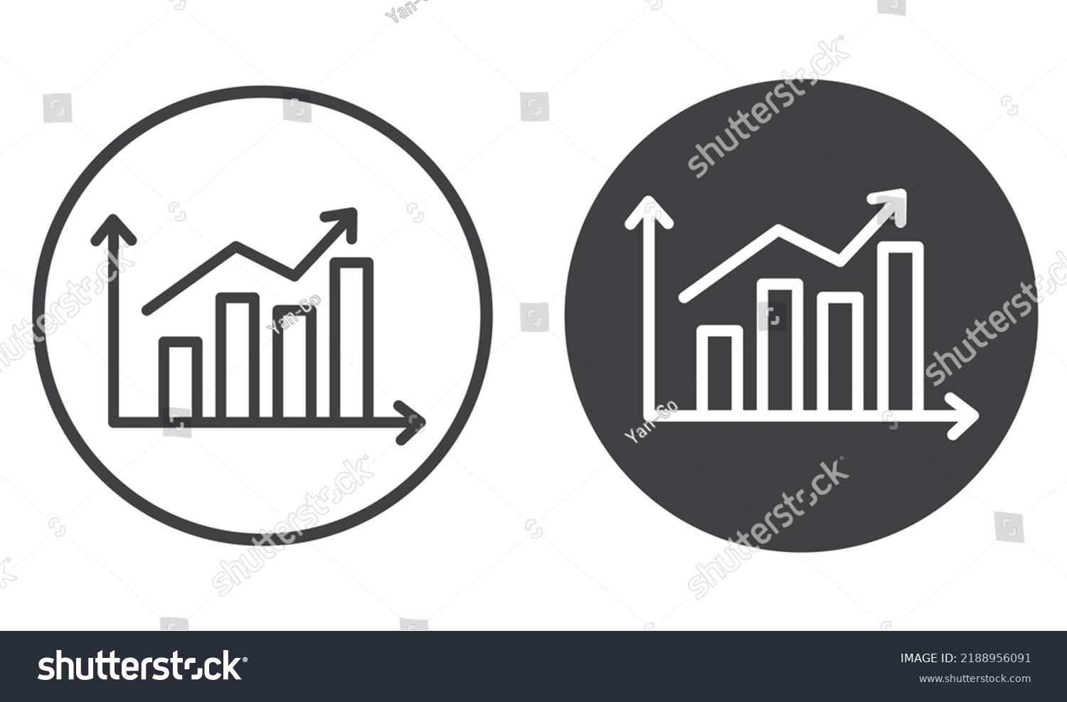 Linear Icons Graph Ascending Arrows Two Stock Vector (Royalty Free ...