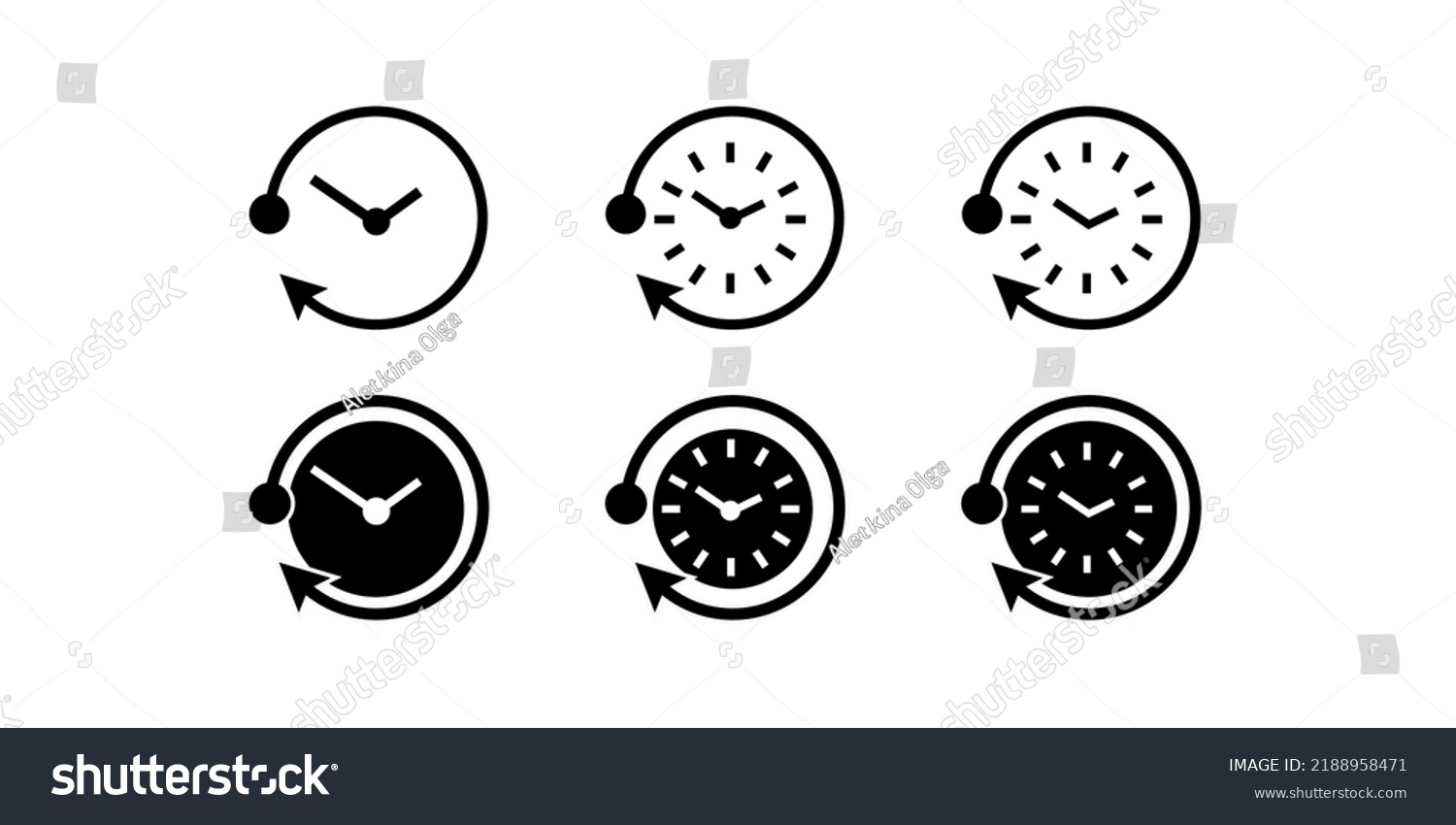 Set Overtime Icons Business Clock Symbols Stock Vector (Royalty Free ...