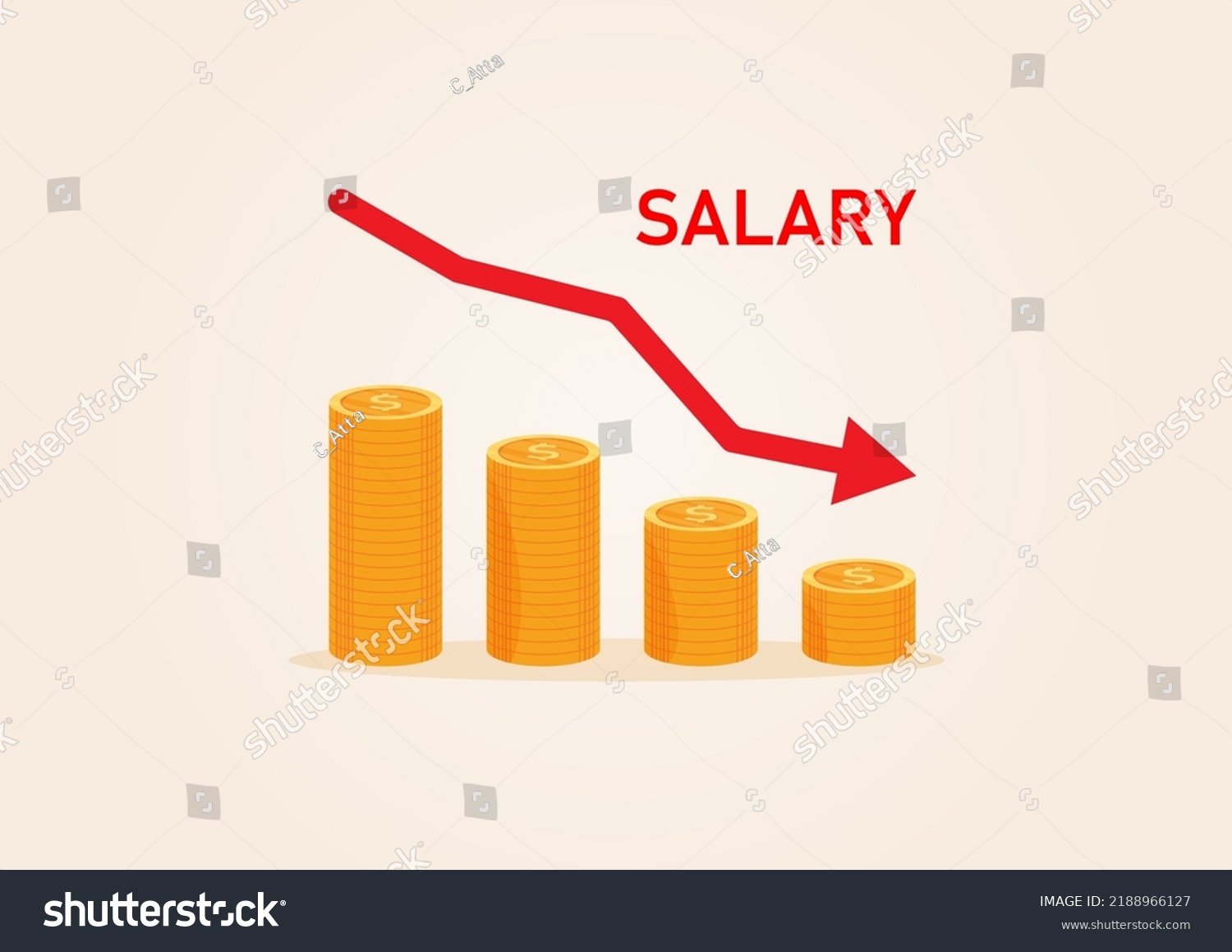 illustration-salary-reduction-consisting-stack-gold-stock-vector