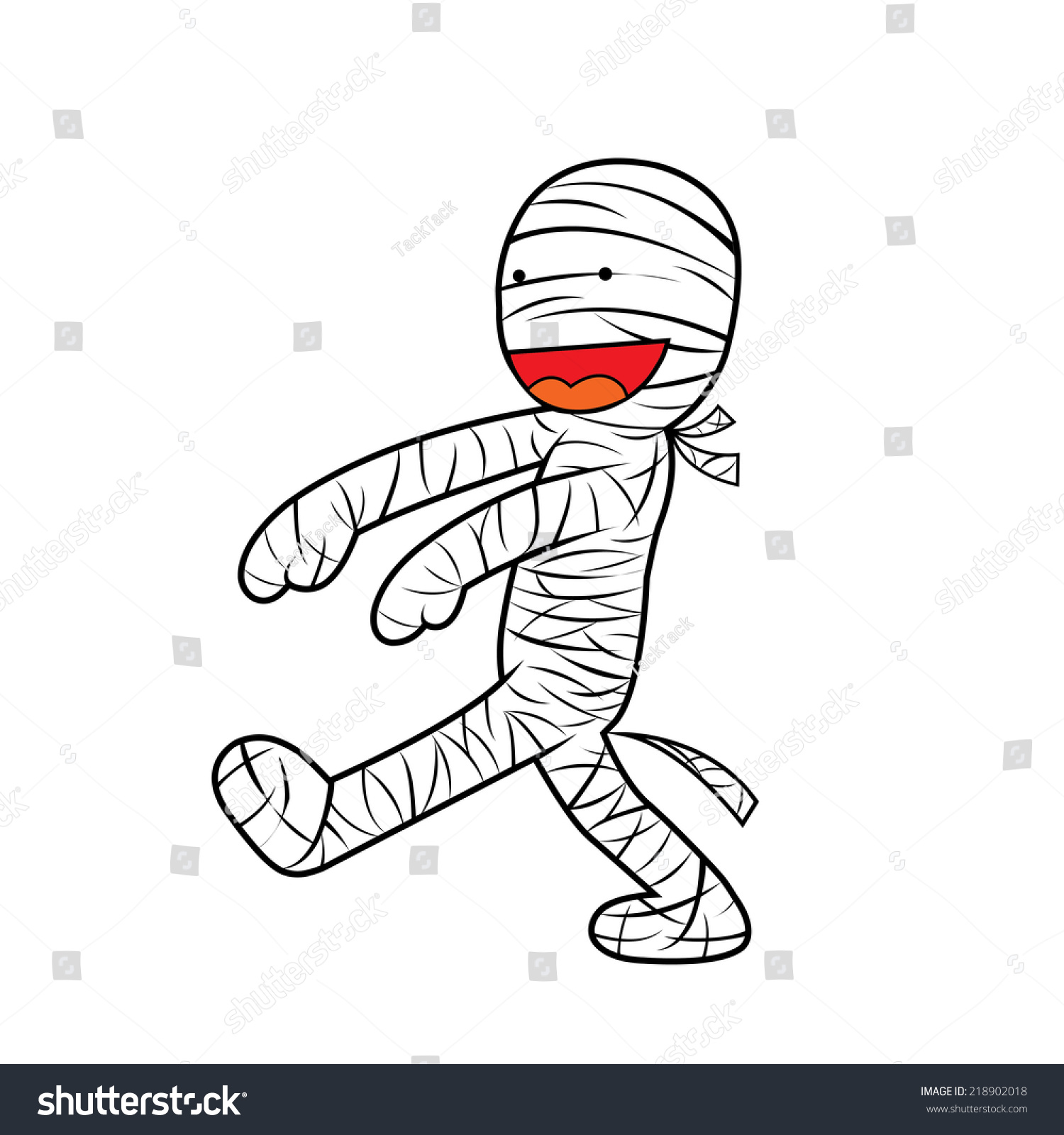 Cute Mummy Halloween Vector Cartoon Stock Vector Royalty Free 218902018 Shutterstock