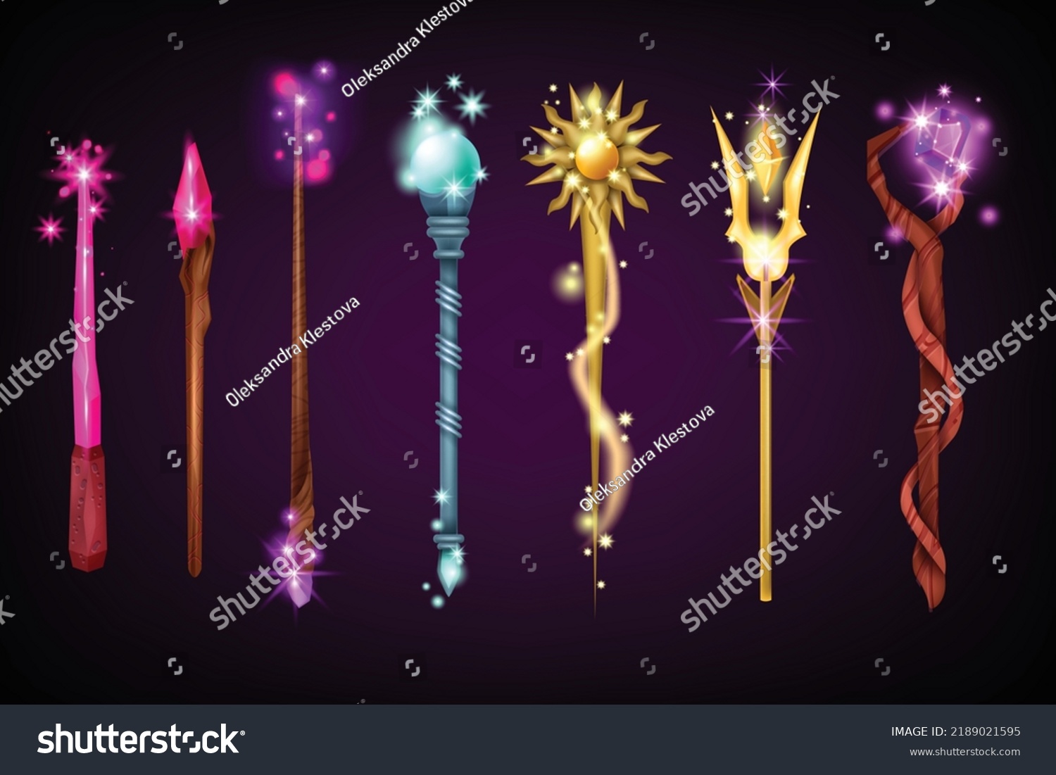 Magic Wand Vector Set Game Wizard Stock Vector (Royalty Free ...