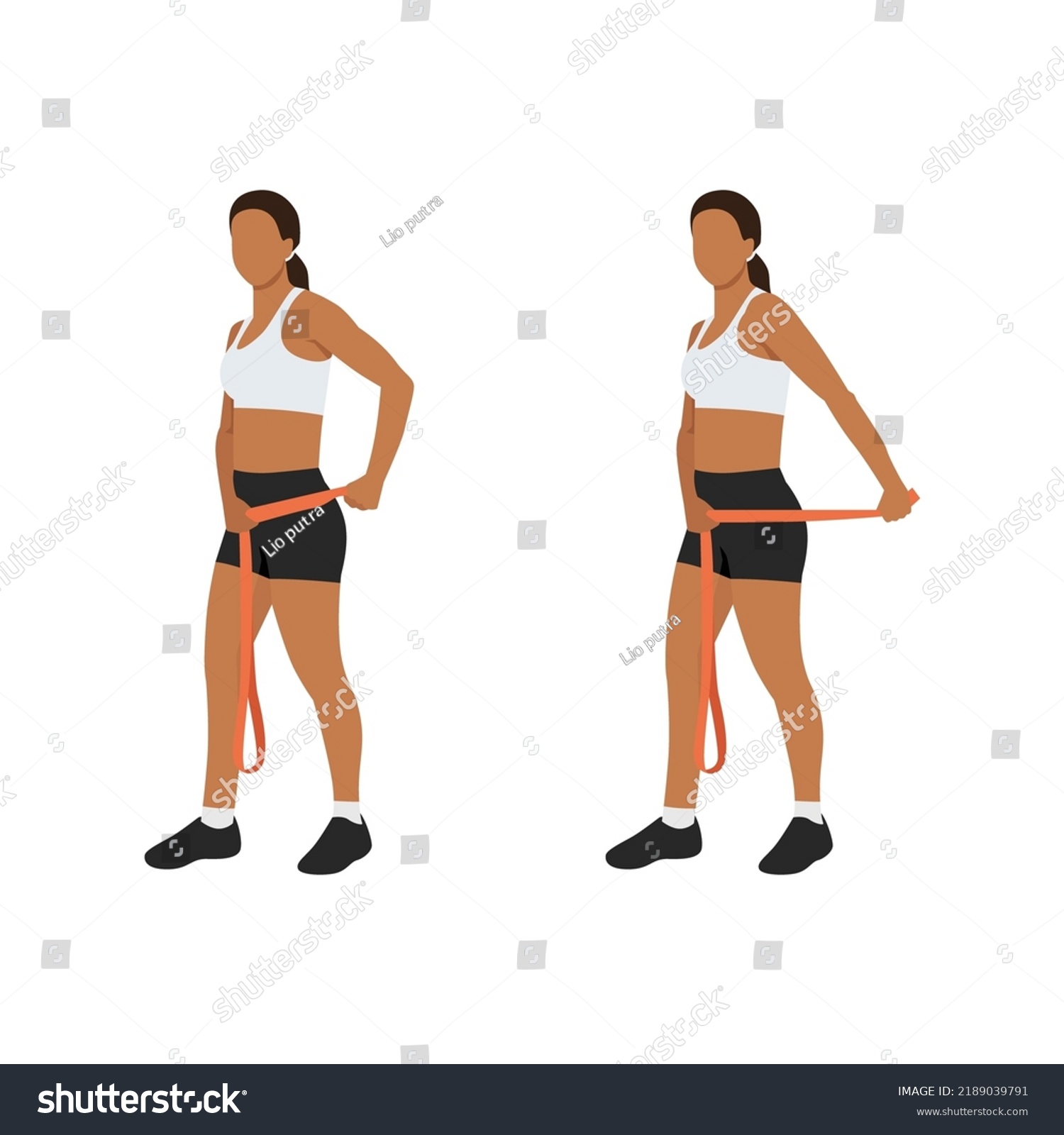 Woman Doing Tricep Pull Long Resistance Stock Vector (royalty Free 