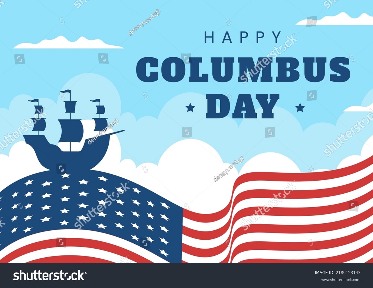 Happy Columbus Day National Holiday Hand Stock Vector (Royalty Free ...