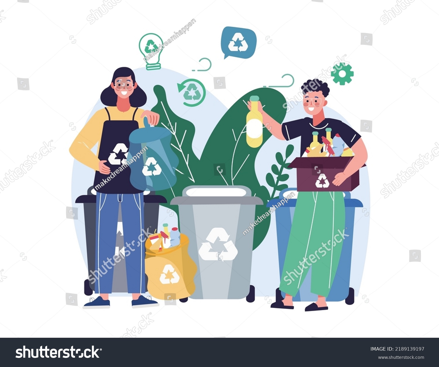 Bundle Cute Funny People Putting Rubbish Stock Vector (Royalty Free ...