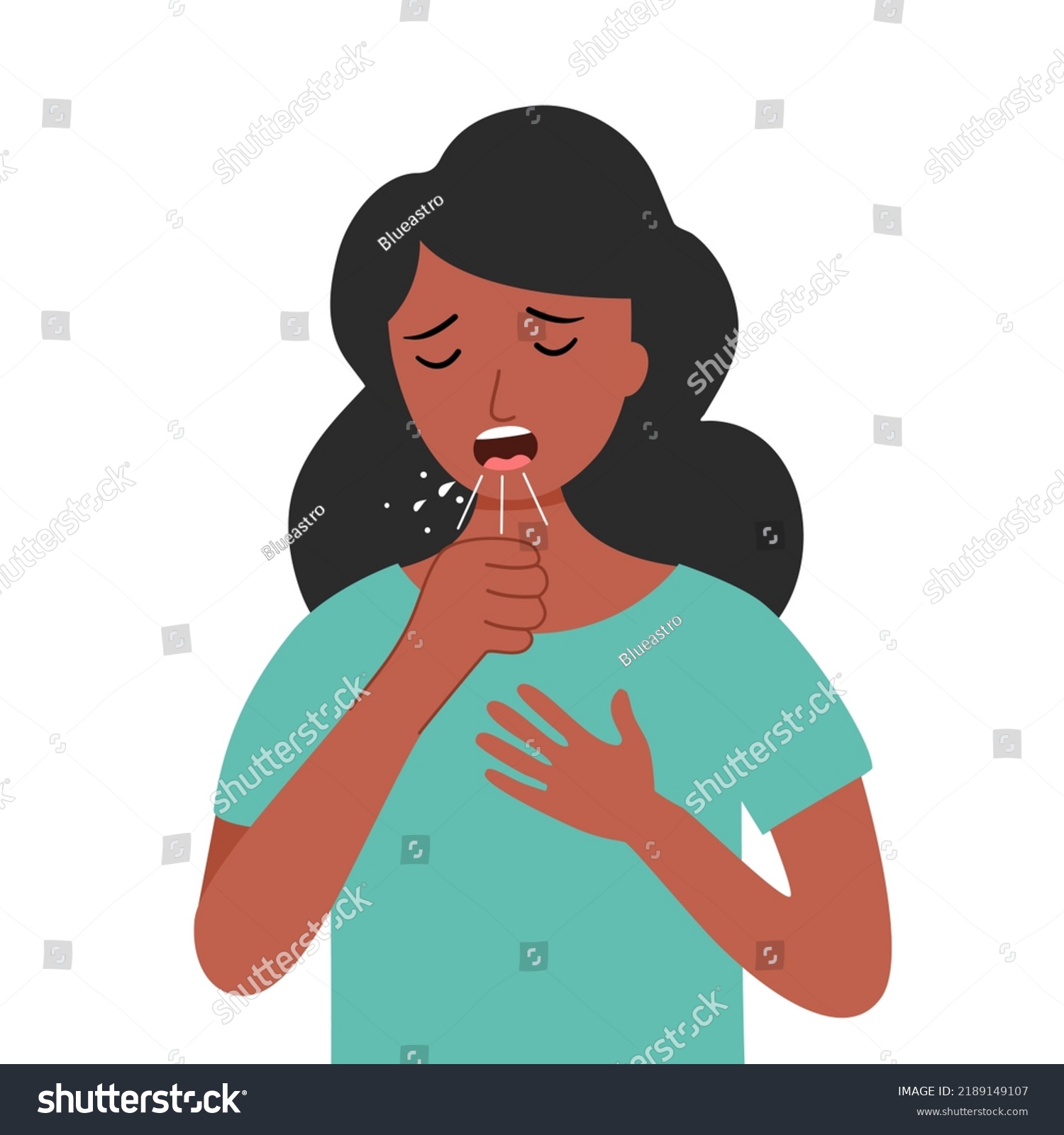 Black Woman Coughing Concept Vector Illustration Stock Vector (Royalty ...