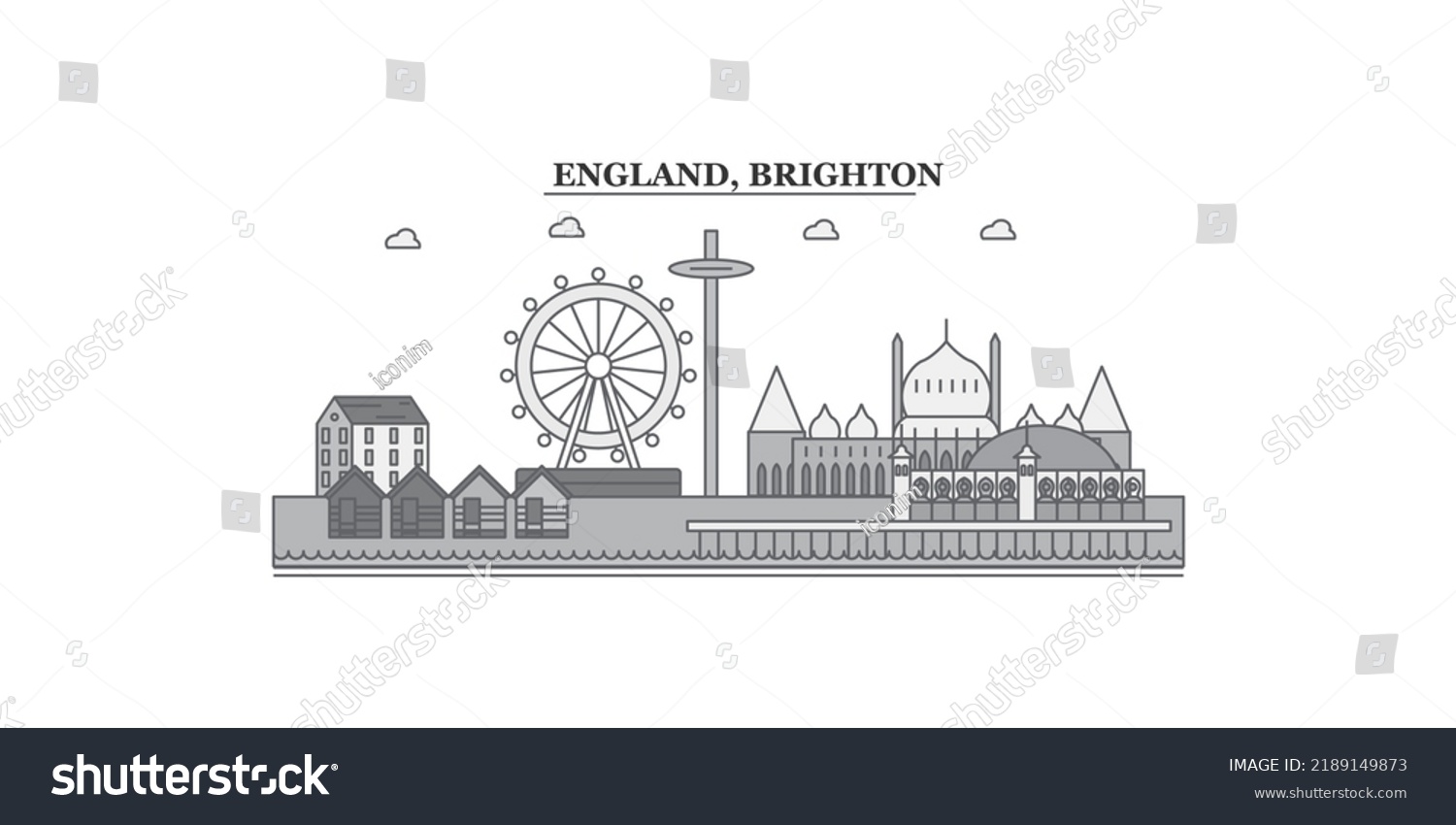 United Kingdom Brighton City Skyline Isolated Stock Vector (royalty 