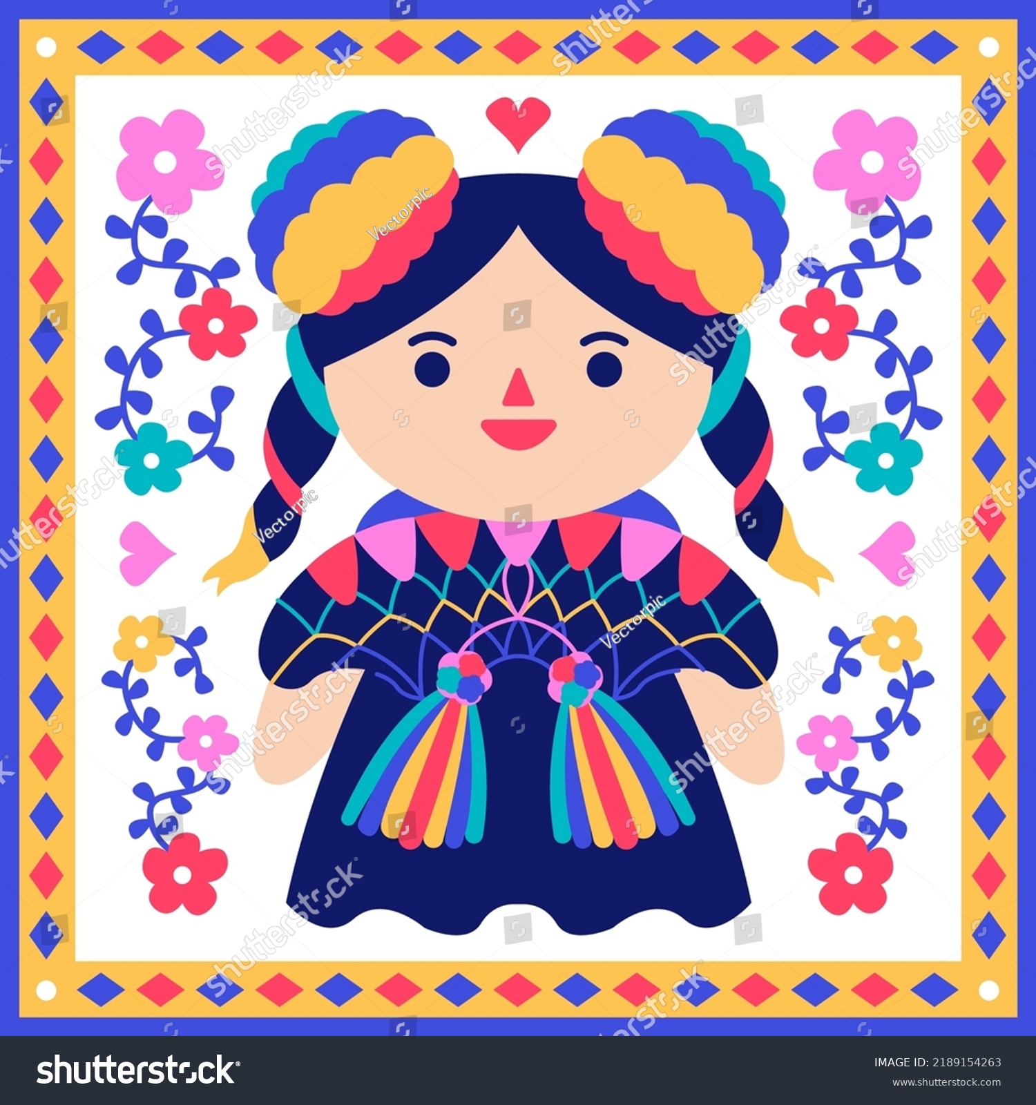 Hand Drawn Mexican Doll Illustration Vector Stock Vector (Royalty Free ...