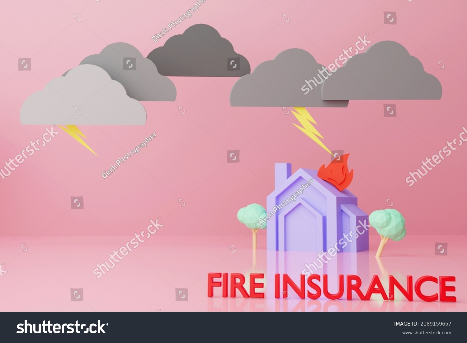 Model House Fire Lightning Storm House Stock Illustration 2189159657