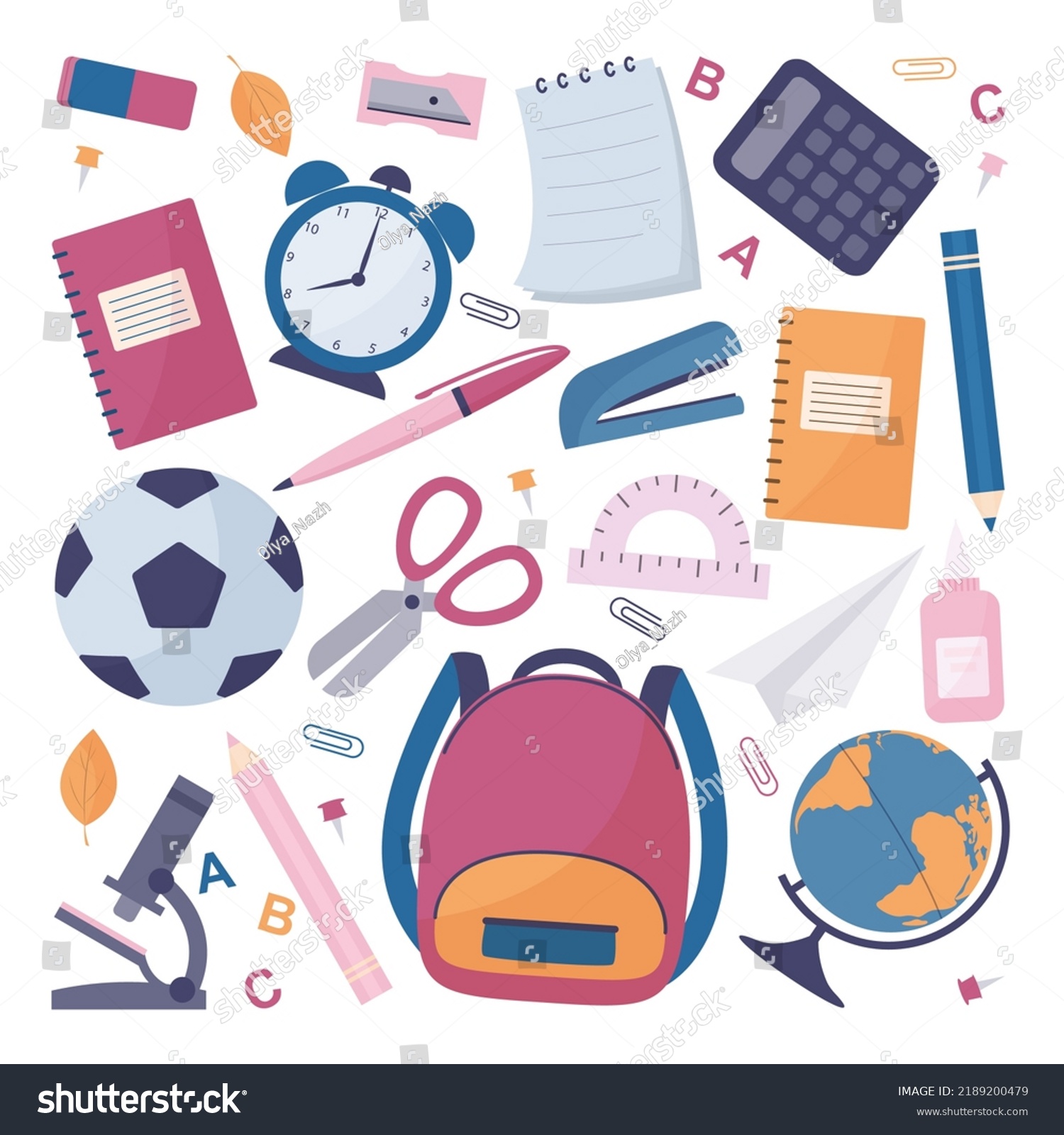 Large Vector Collection School Supplies Stock Vector (royalty Free 