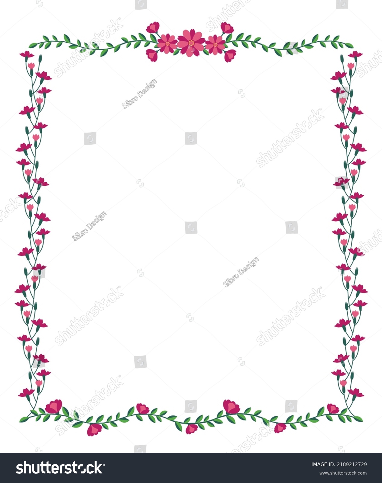 Collection Set Flower Foliage Frame Border Stock Vector (Royalty Free ...