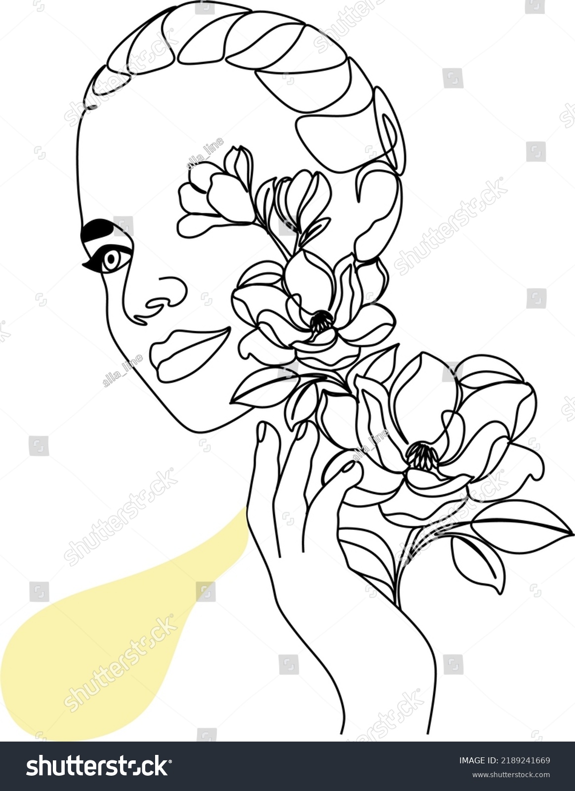 Flower Girl Vector One Line Drawing Stock Vector (Royalty Free ...