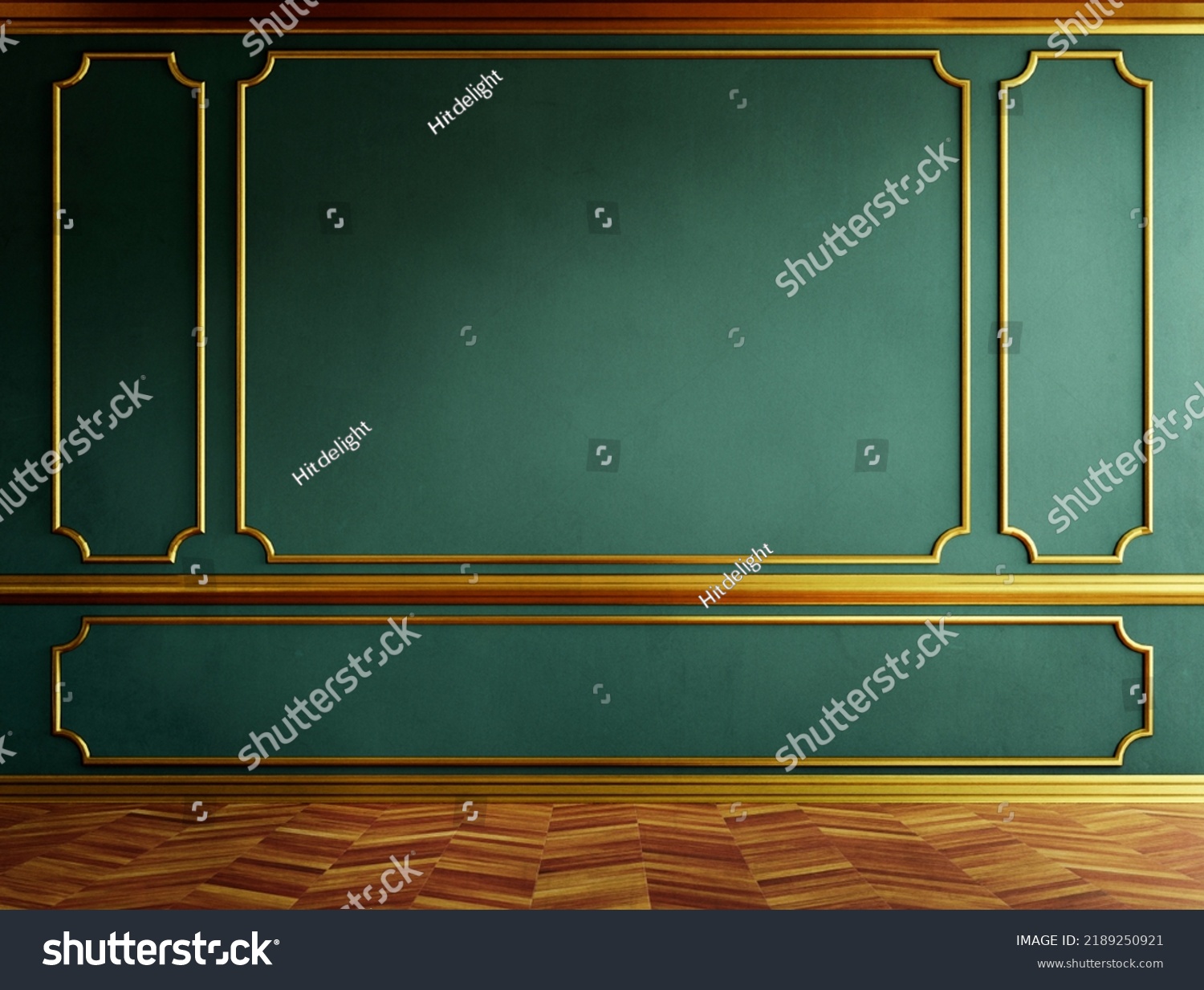 Stock Photo Luxury Room Interior With Golden Molding Decor And Blue Wall In Vintage Style Classical 2189250921 