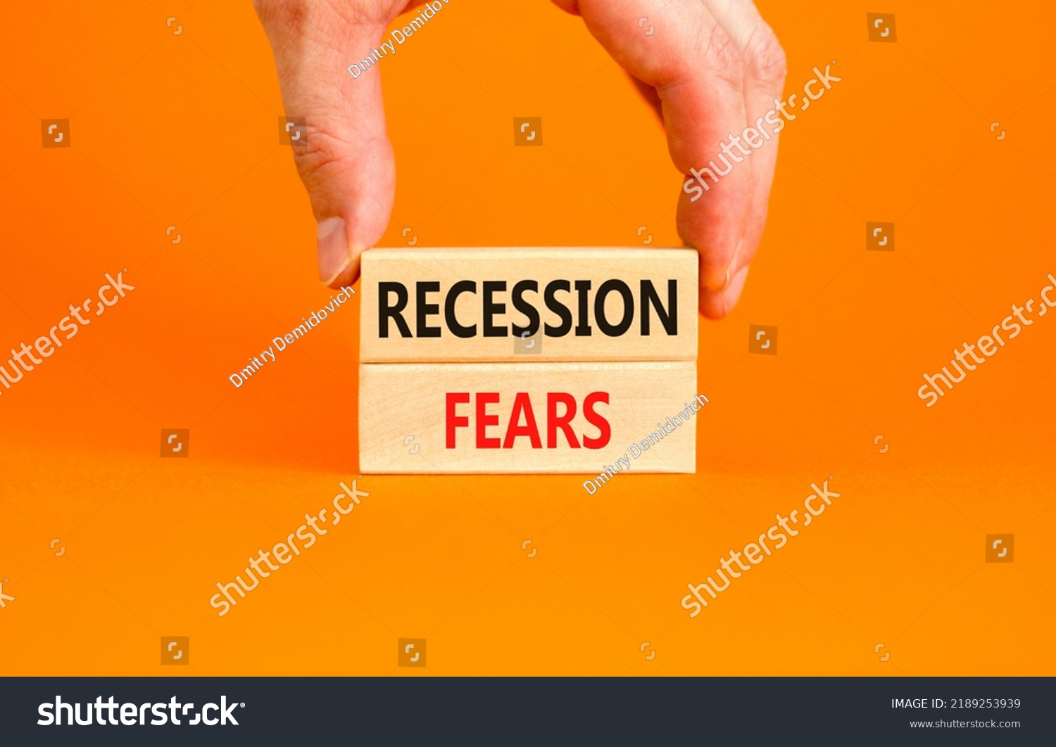 Recession Fears Symbol Concept Words Recession Stock Photo 2189253939