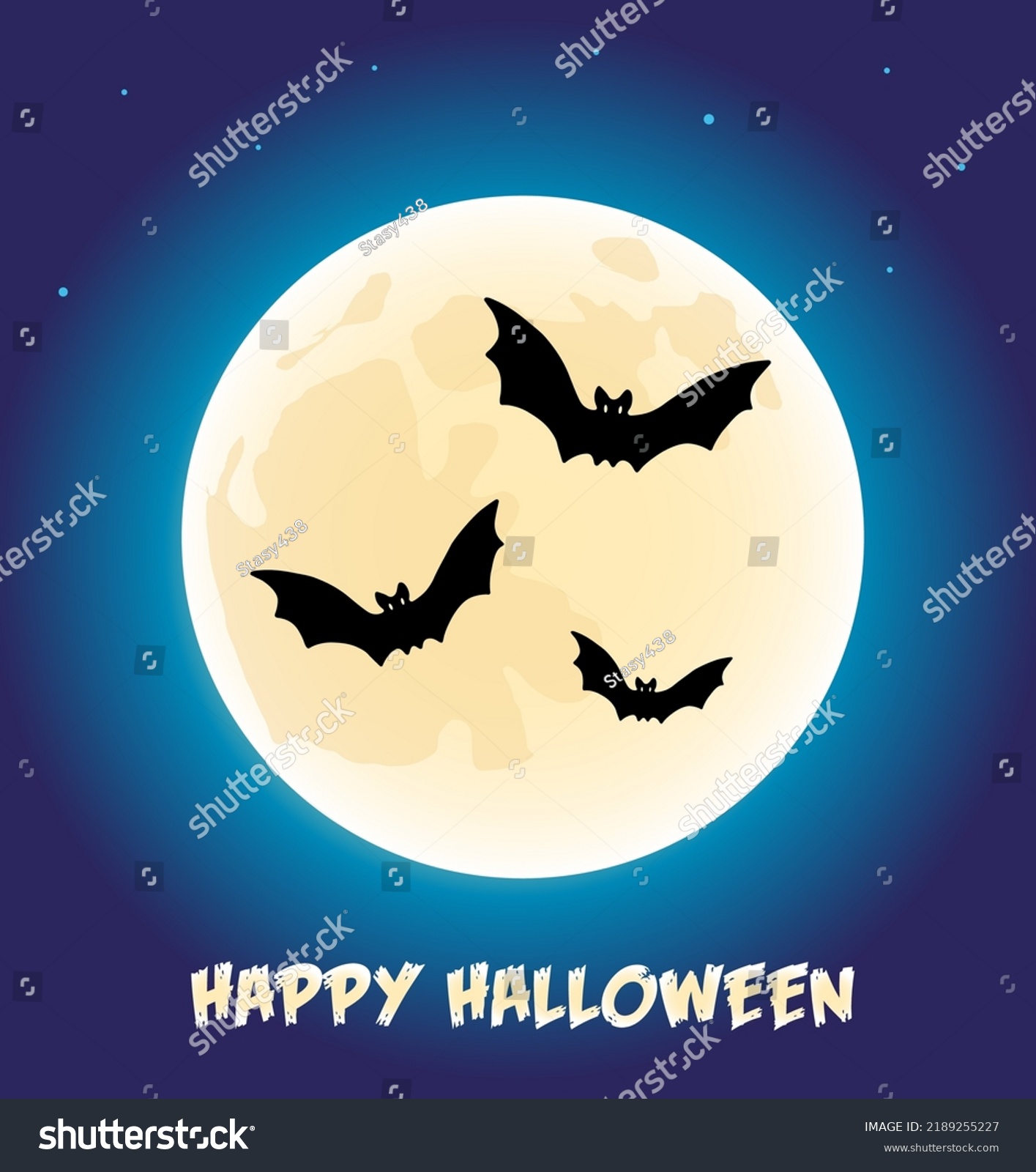 Happy Halloween Bats Moon Background Halloween Stock Vector (Royalty ...