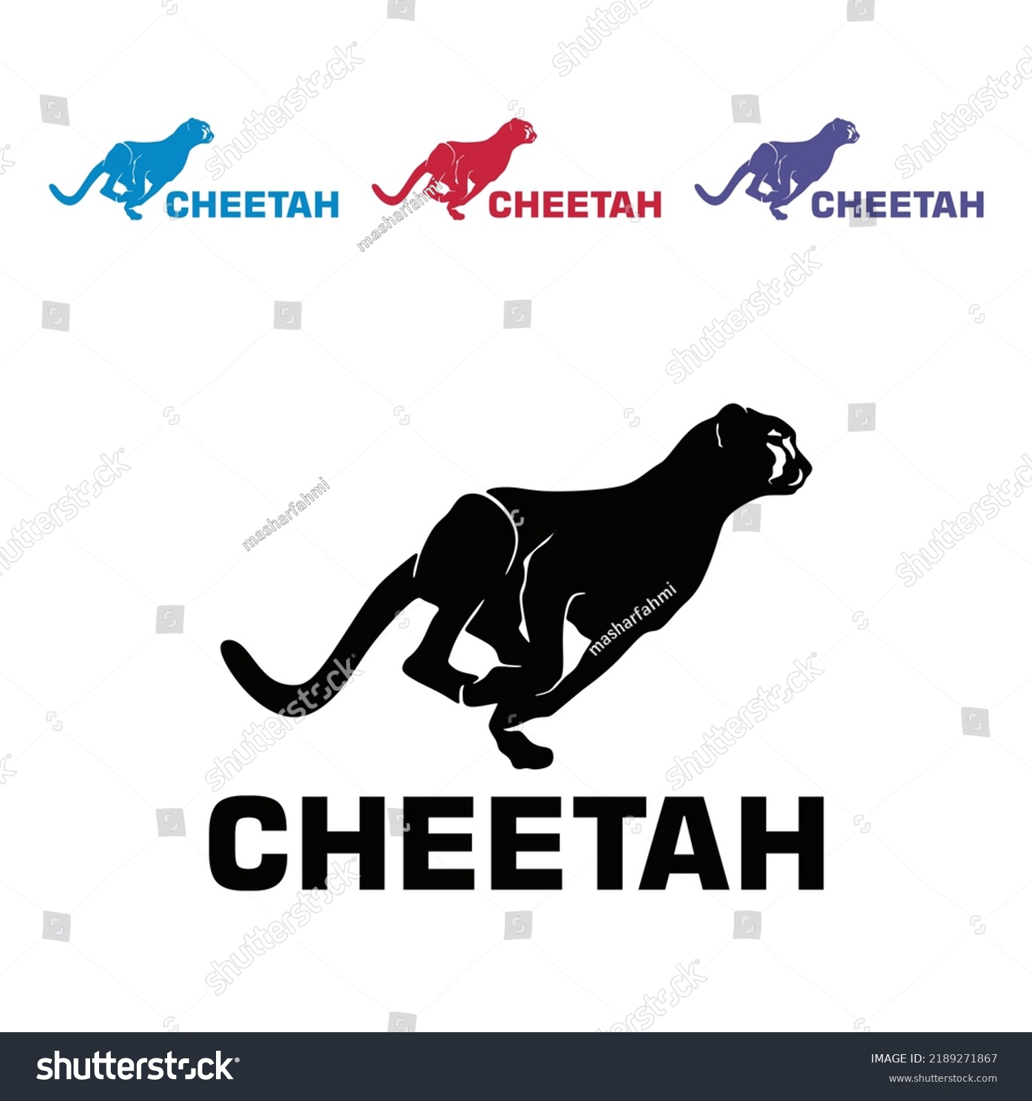 Running Cheetah Logosilhouette Great Wildblack Cheetah Stock Vector ...