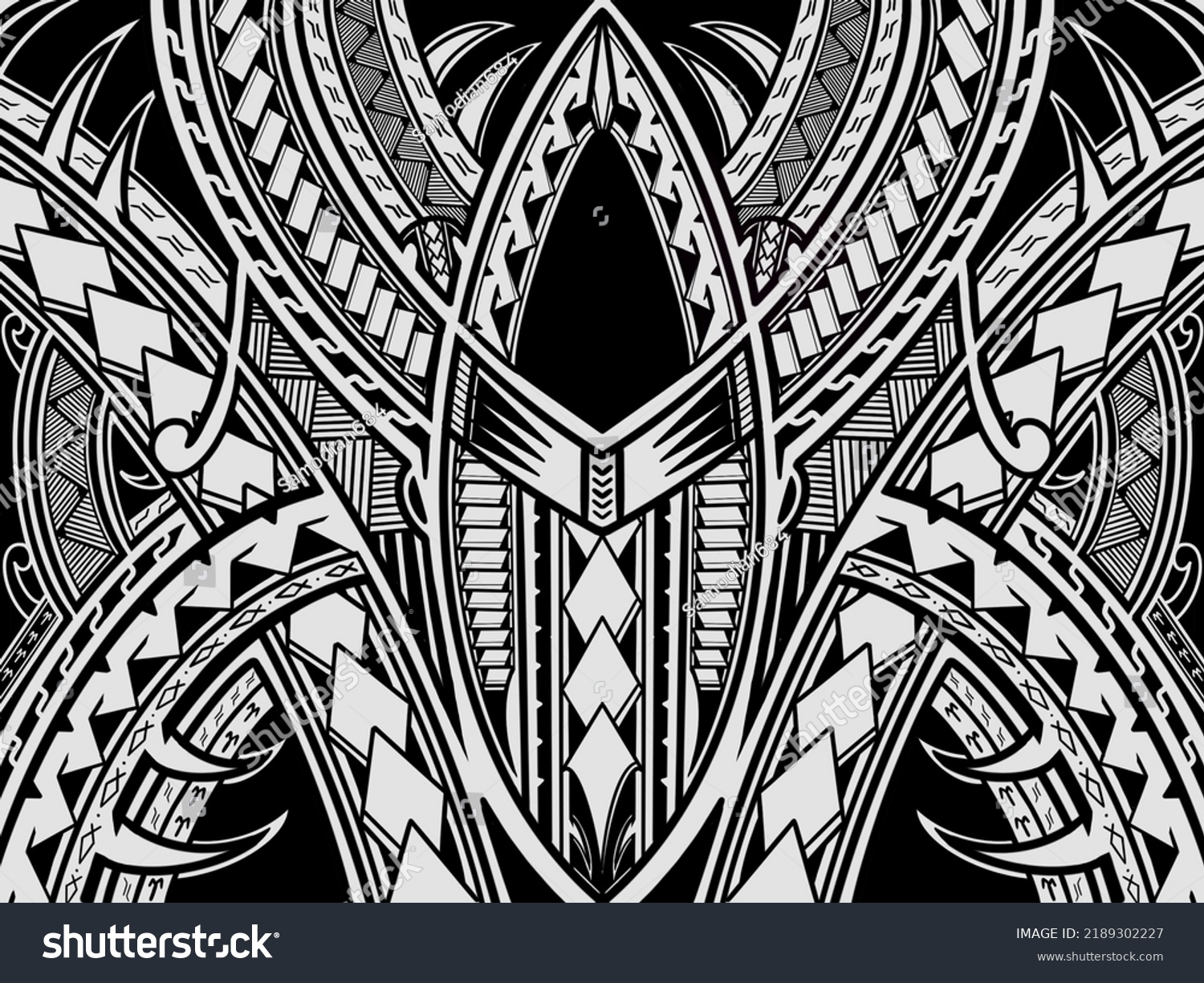 Samoan Tribal Black White Design Stock Illustration 2189302227   Stock Photo Samoan Tribal Black And White Design 2189302227 