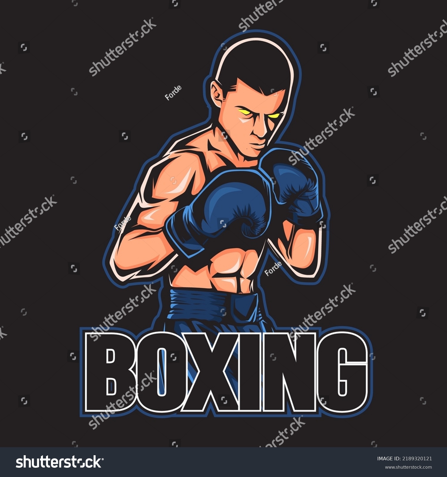 Boxing Logo Design Character Vector Illustration Stock Vector (Royalty ...