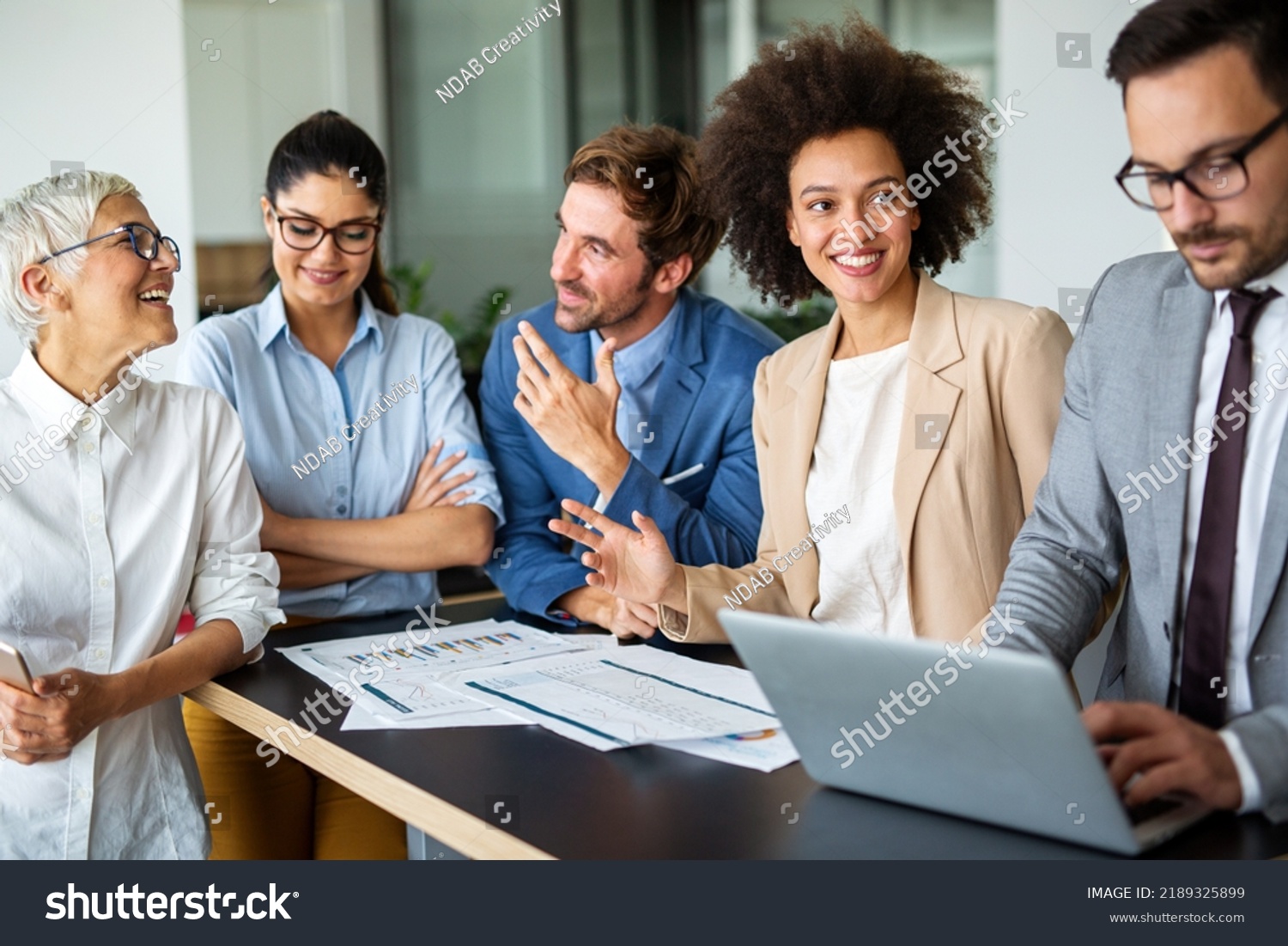 Portrait Successful Business People Working Together Stock Photo ...