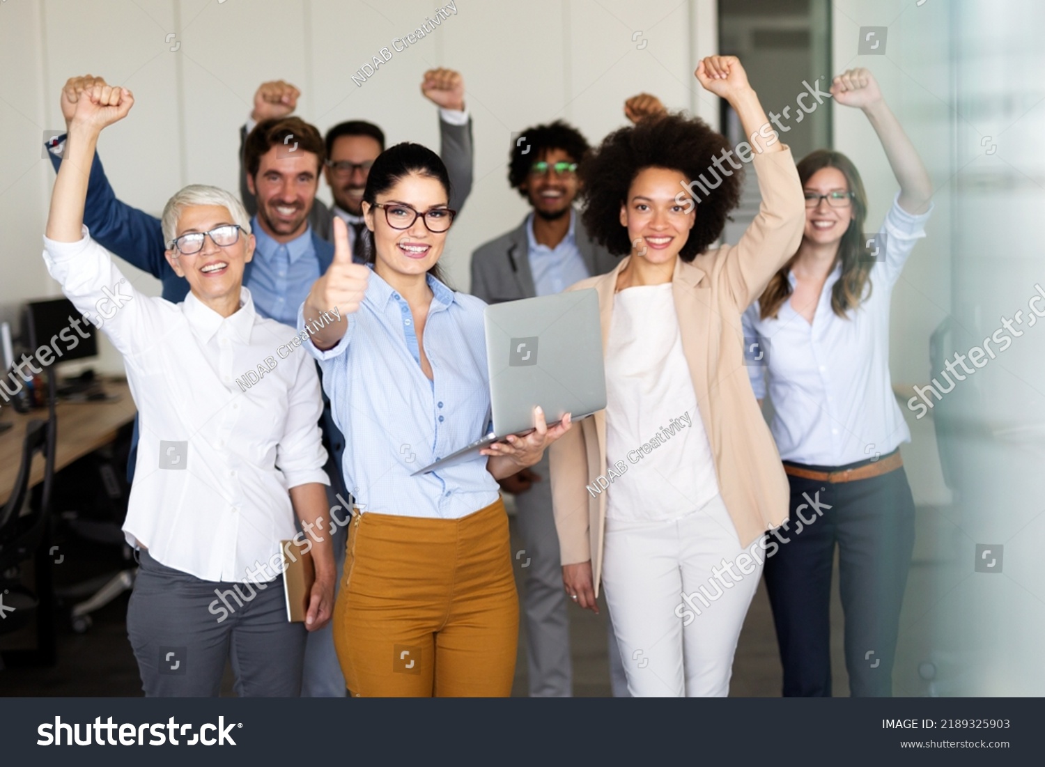 Group Successful Multiethnic Business People Celebrating Stock Photo ...