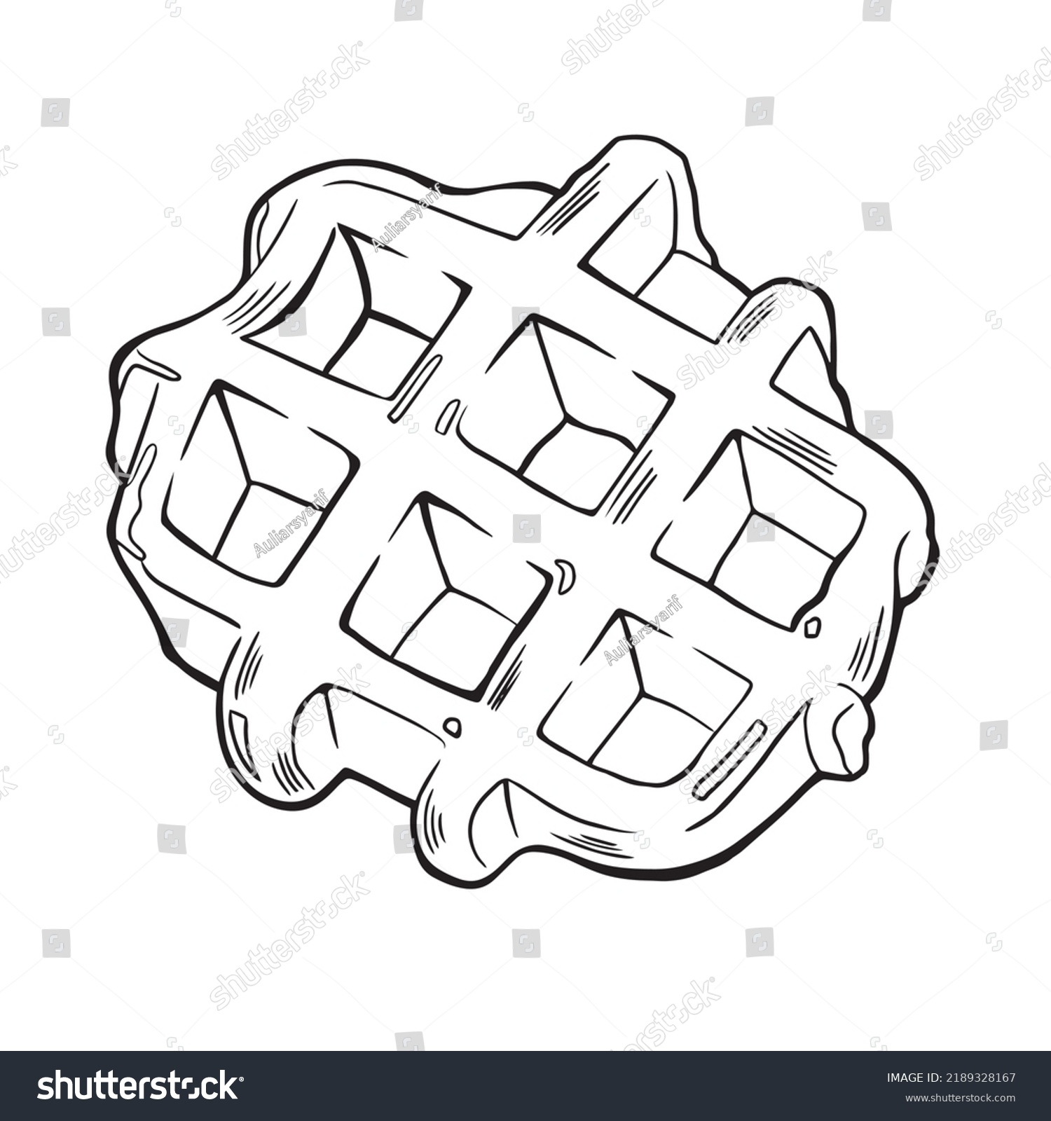 Plain Crispy Waffle Outline Illustration Stock Vector (Royalty Free ...