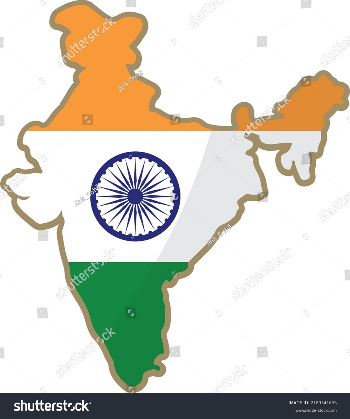 Illustration Indian Flag On Indian Map Stock Vector (Royalty Free ...