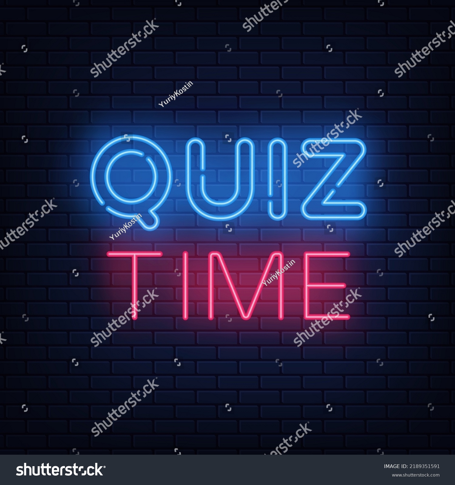 Quiz Time Neon Light On Dark Stock Vector (Royalty Free) 2189351591 ...