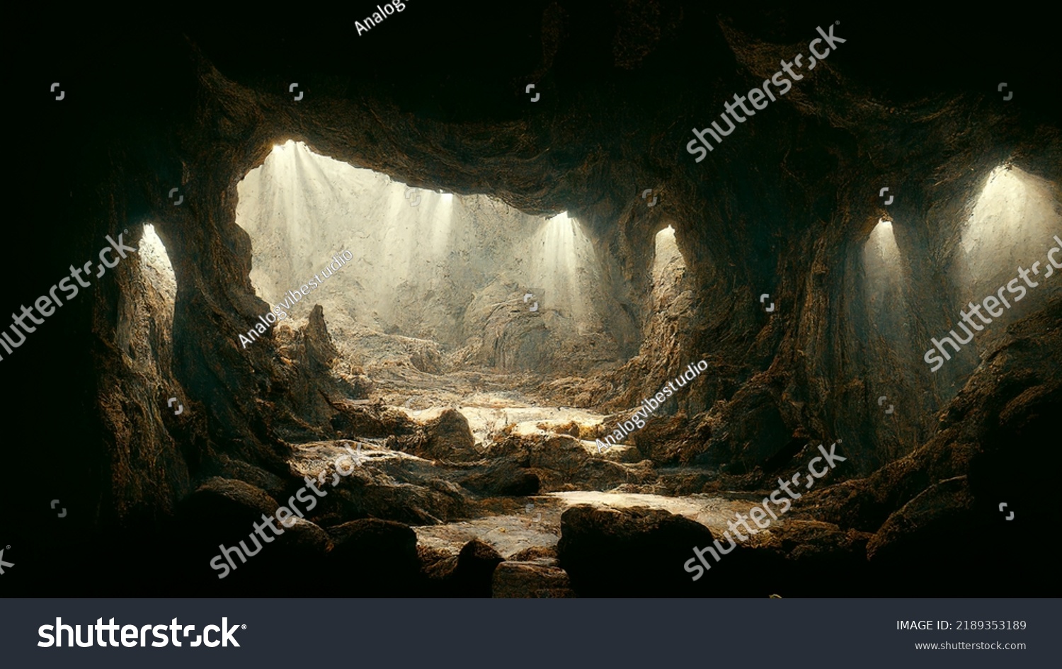 Dramatic Light Dark Cave Landscape Mysterious Stock Illustration Shutterstock