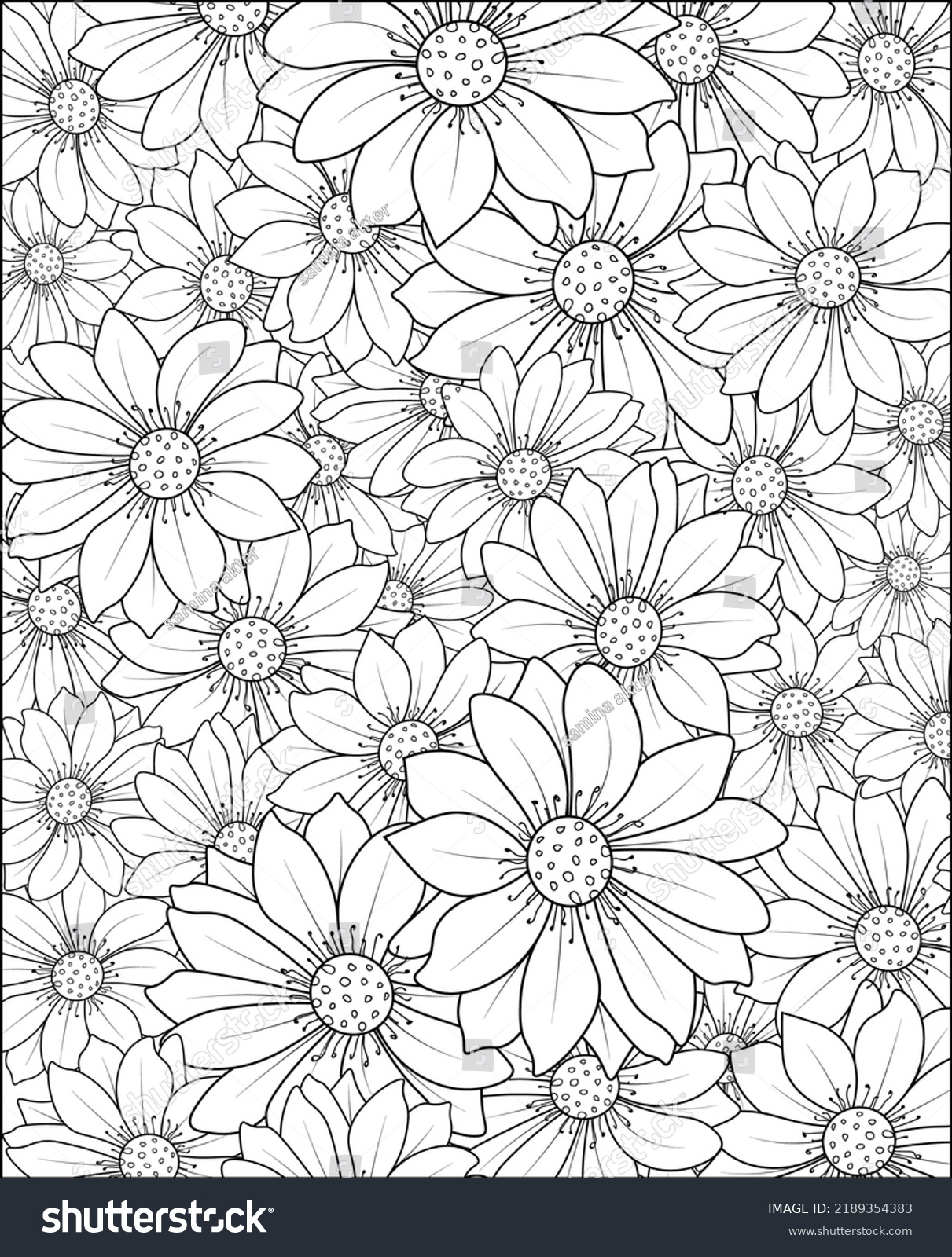 Gerbera Daisy Flower Background Coloring Page Stock Vector (Royalty ...