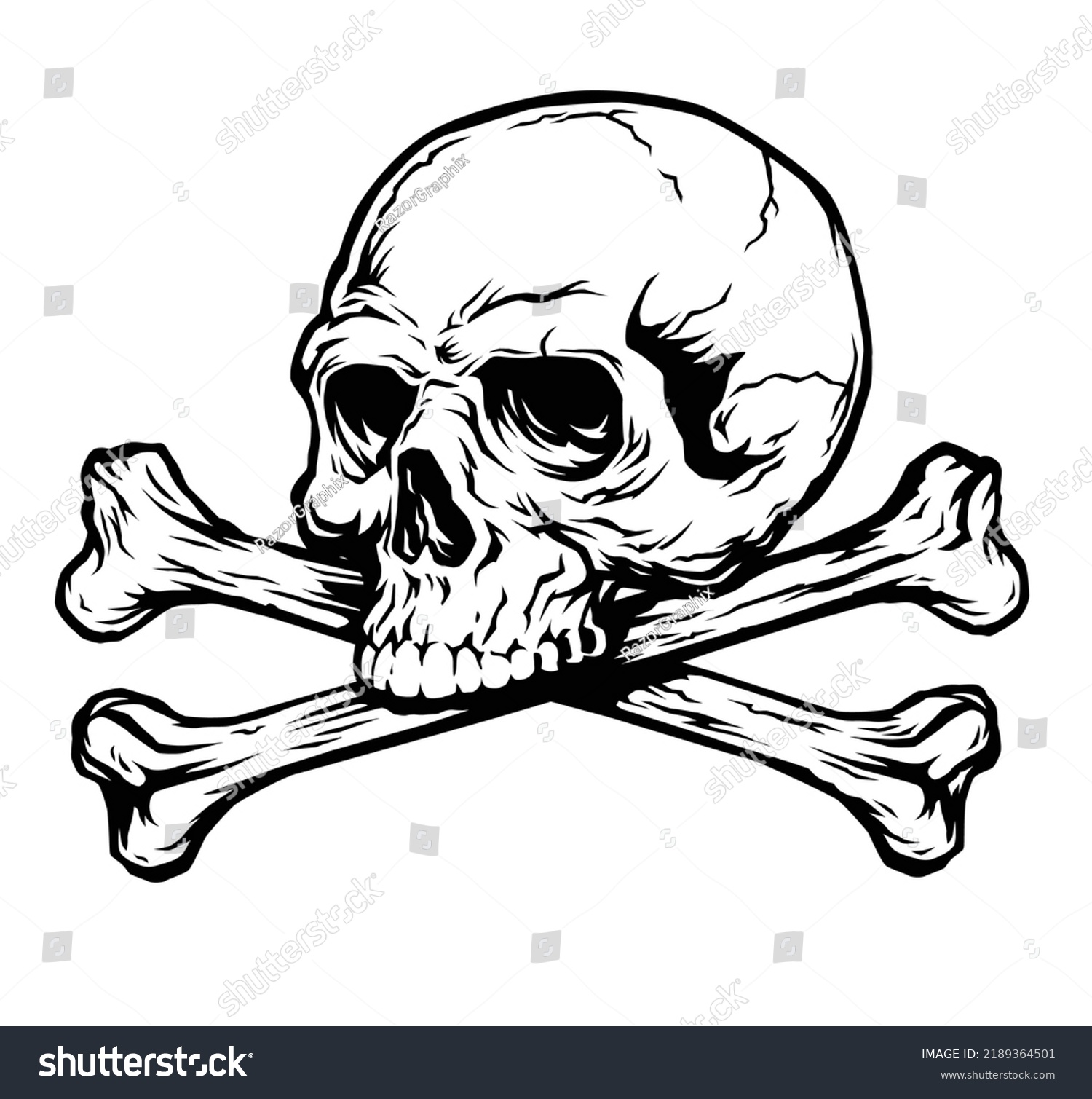 Crossbones Side View Skull Illustration On Stock Vector (Royalty Free ...