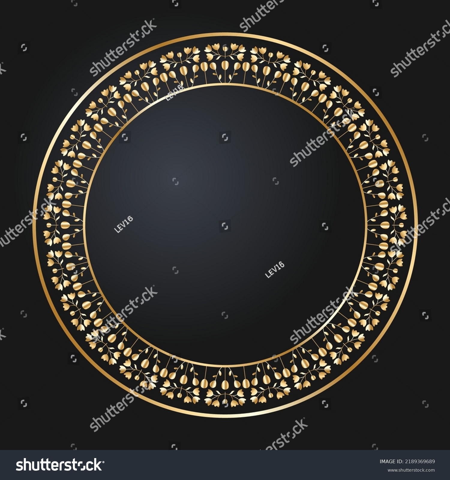 Floral Gold Border Round Golden Frame Stock Vector (Royalty Free ...